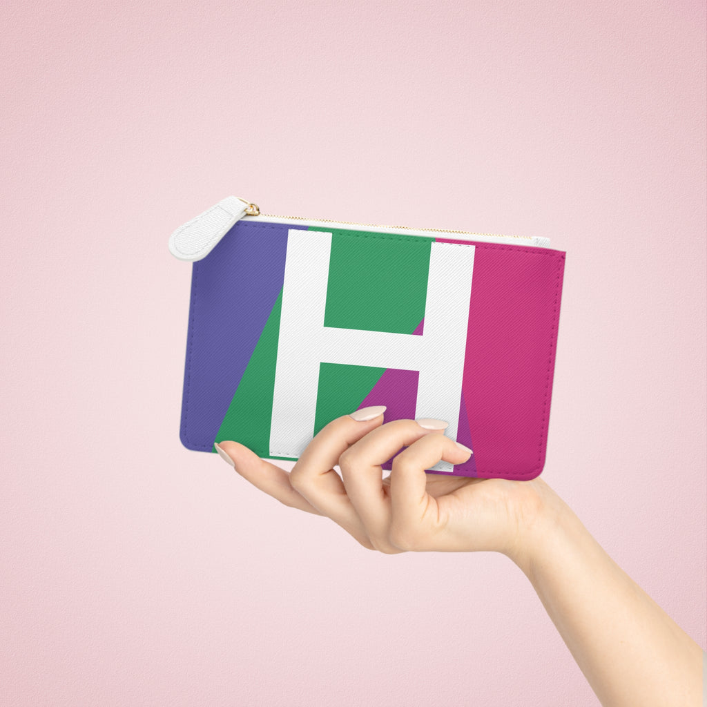 Initial H Mini Clutch — Colorblock Monogram Wristlet Wallet