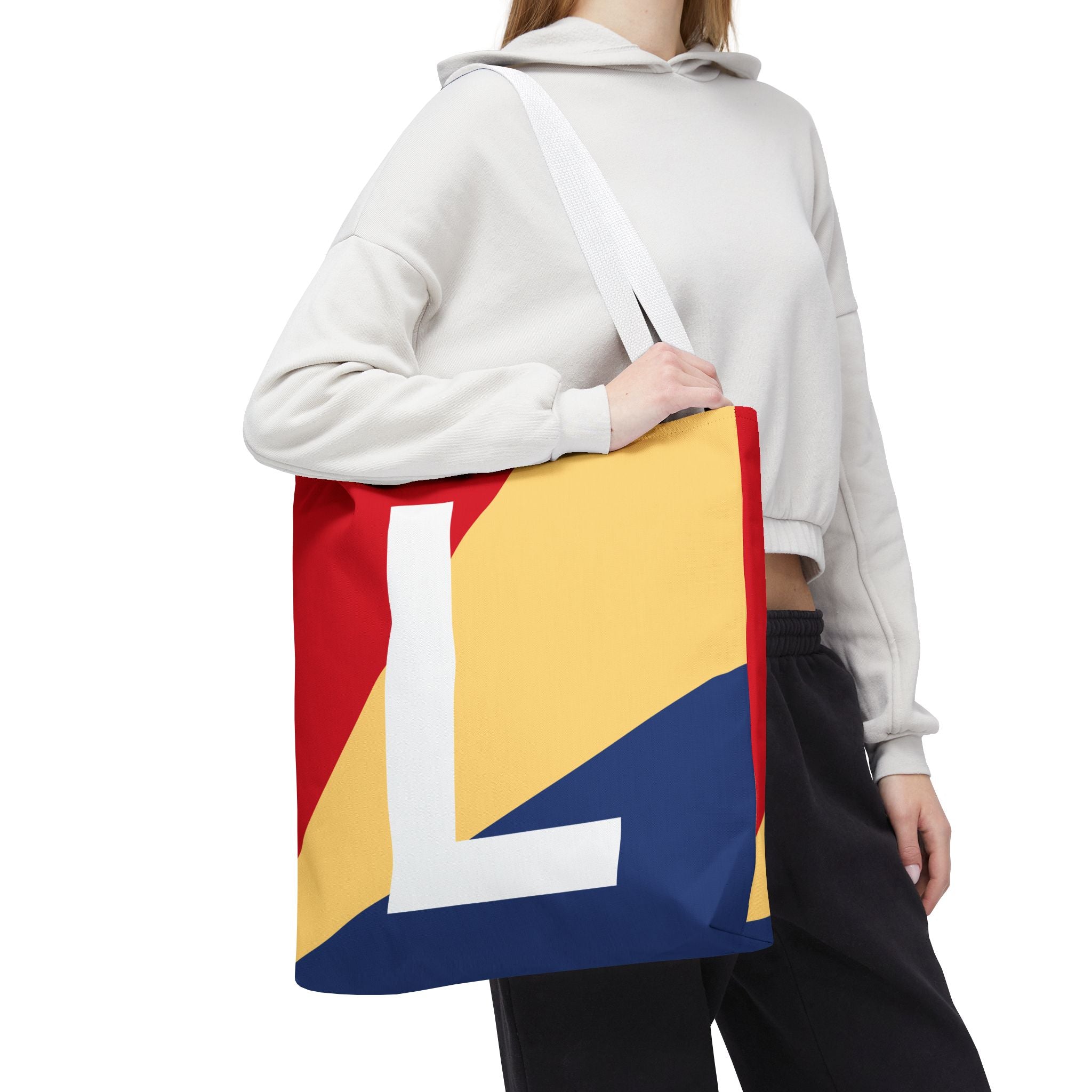 Monogram 'L' Colorblock Tote Bag — Personalized Initial L Shoulder Tote