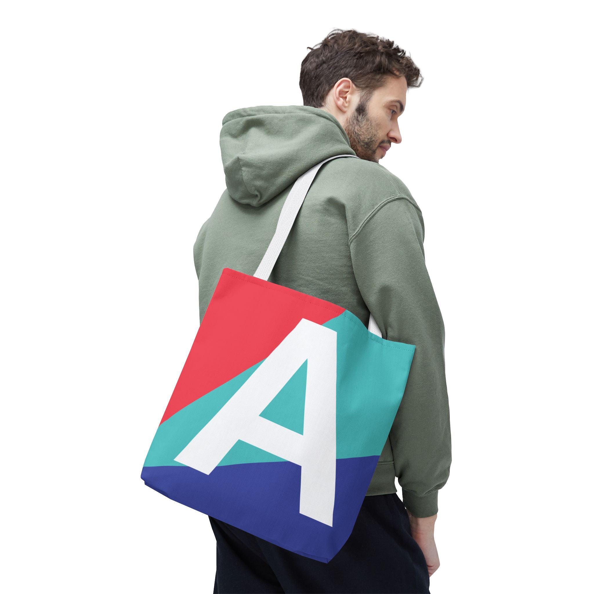 Monogram 'A' Colorblock Tote Bag — Personalized Initial A Shoulder Tote