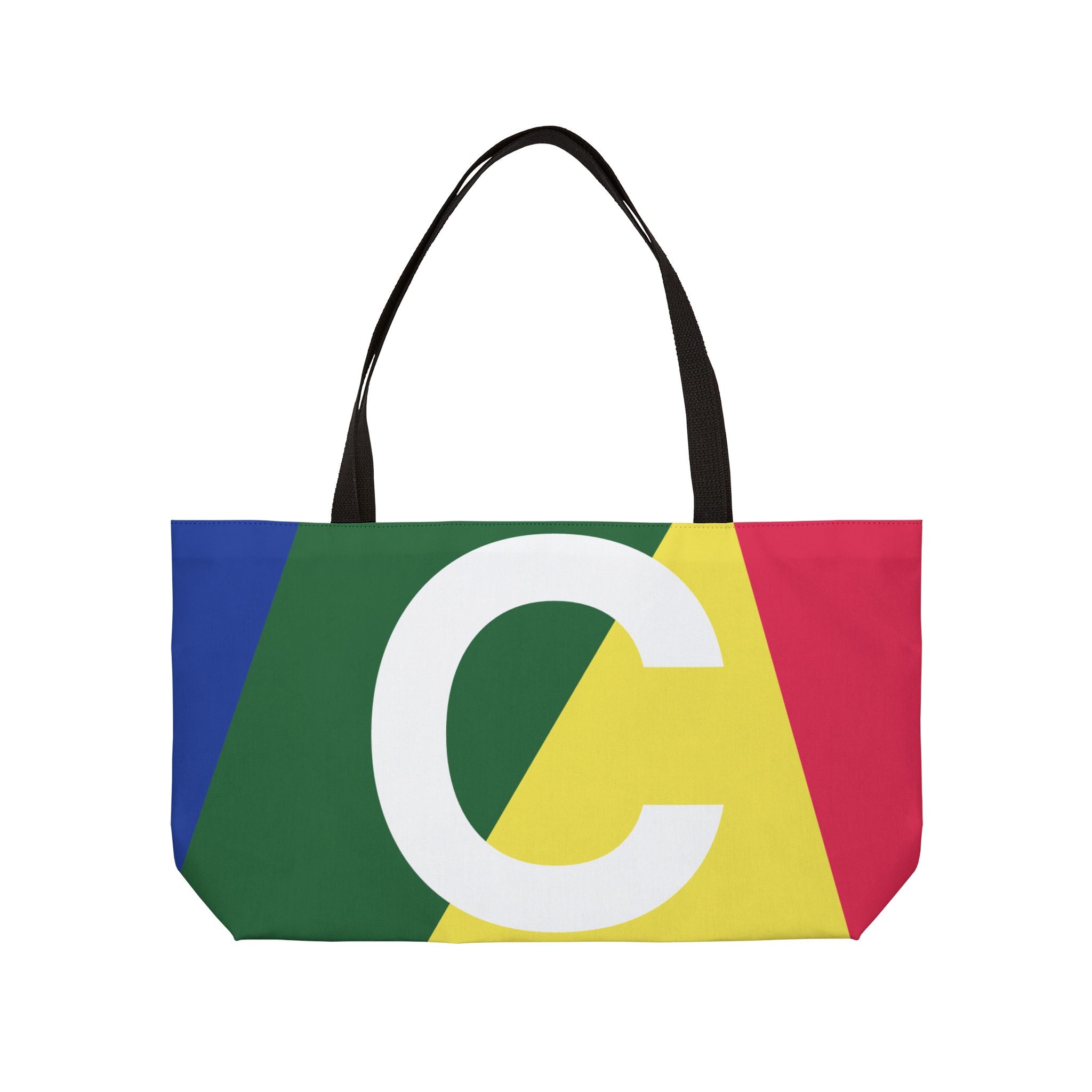 Personalized 'C' Colorblock Tote Bag — Monogram Weekender Tote