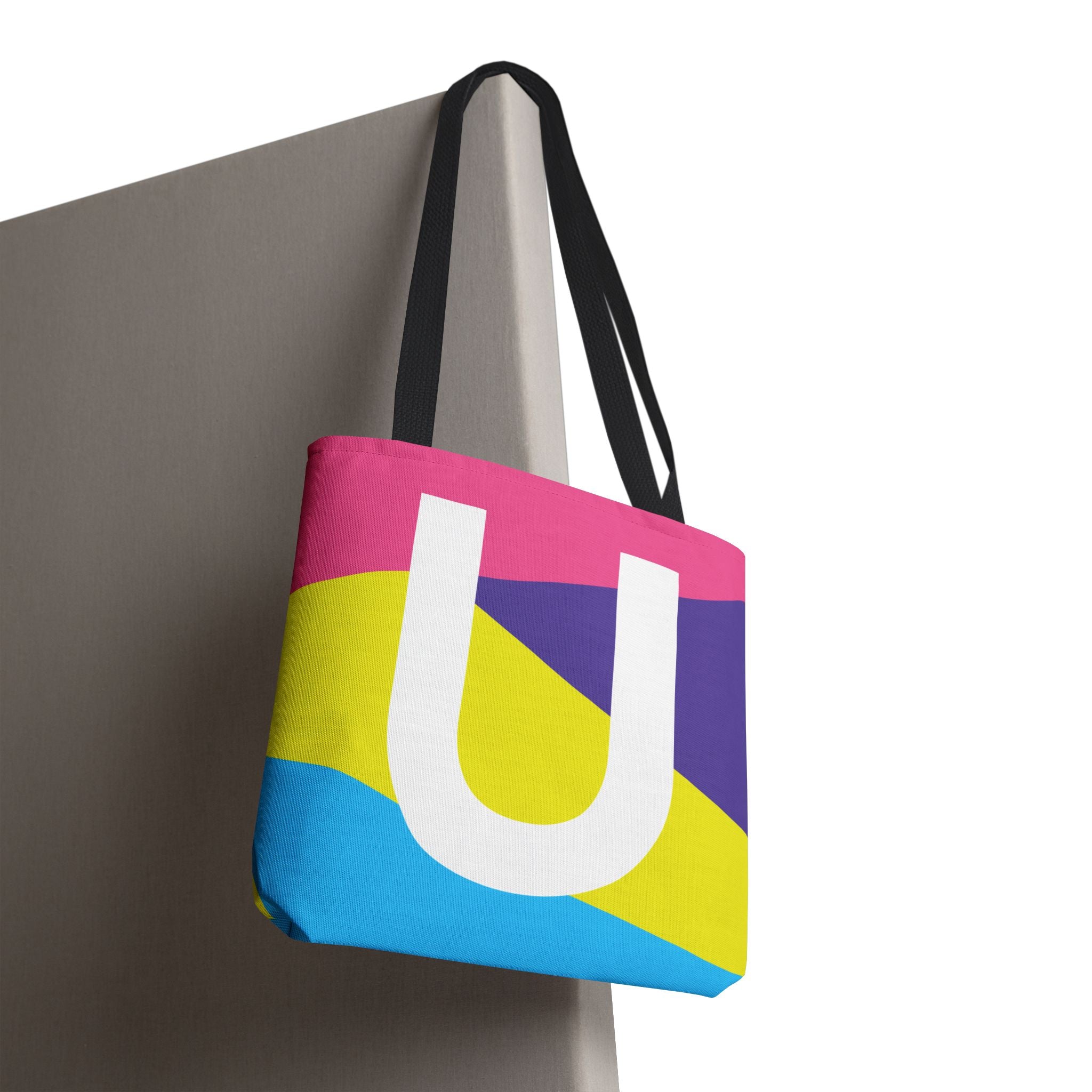 Monogram 'U' Colorblock Tote Bag — Personalized Initial U Shoulder Tote