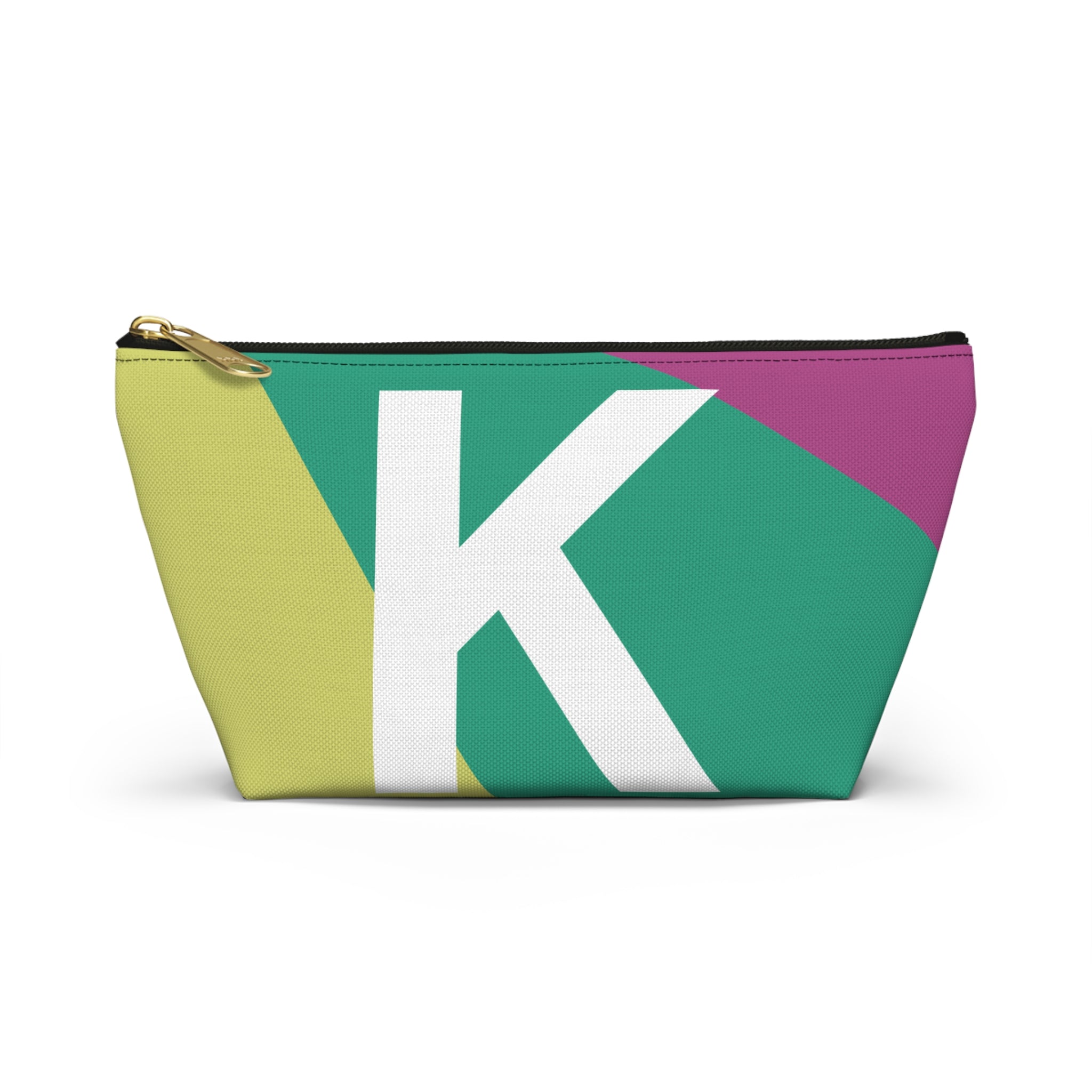 Initials Colorblock Accessory Pouch — Monogram K T-Bottom Cosmetic Bag