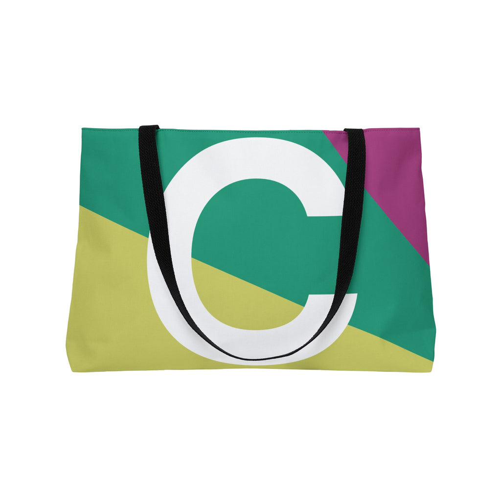 Personalized 'C' Colorblock Tote Bag — Monogram Weekender Tote