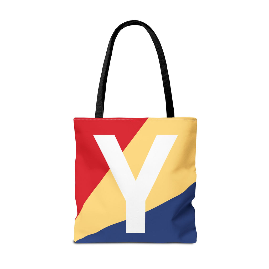 Monogram 'Y' Colorblock Tote Bag — Personalized Initial Y Shoulder Tote