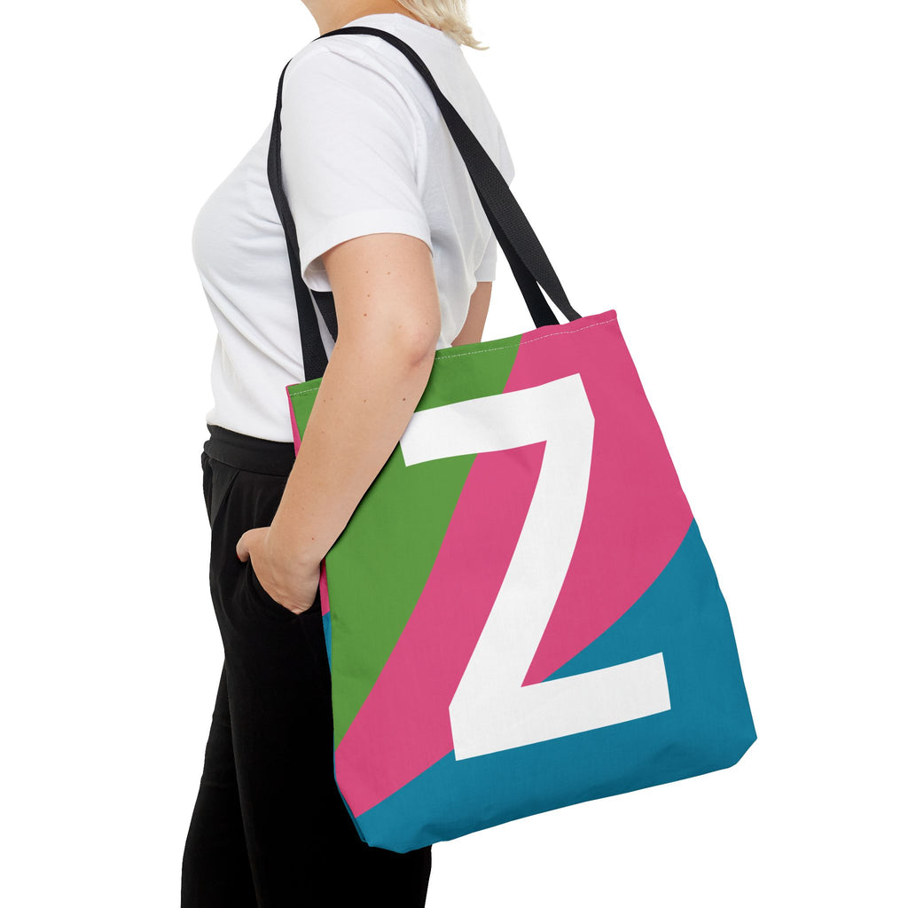 Monogram 'Z' Colorblock Tote Bag — Personalized Initial Z Shoulder Tote