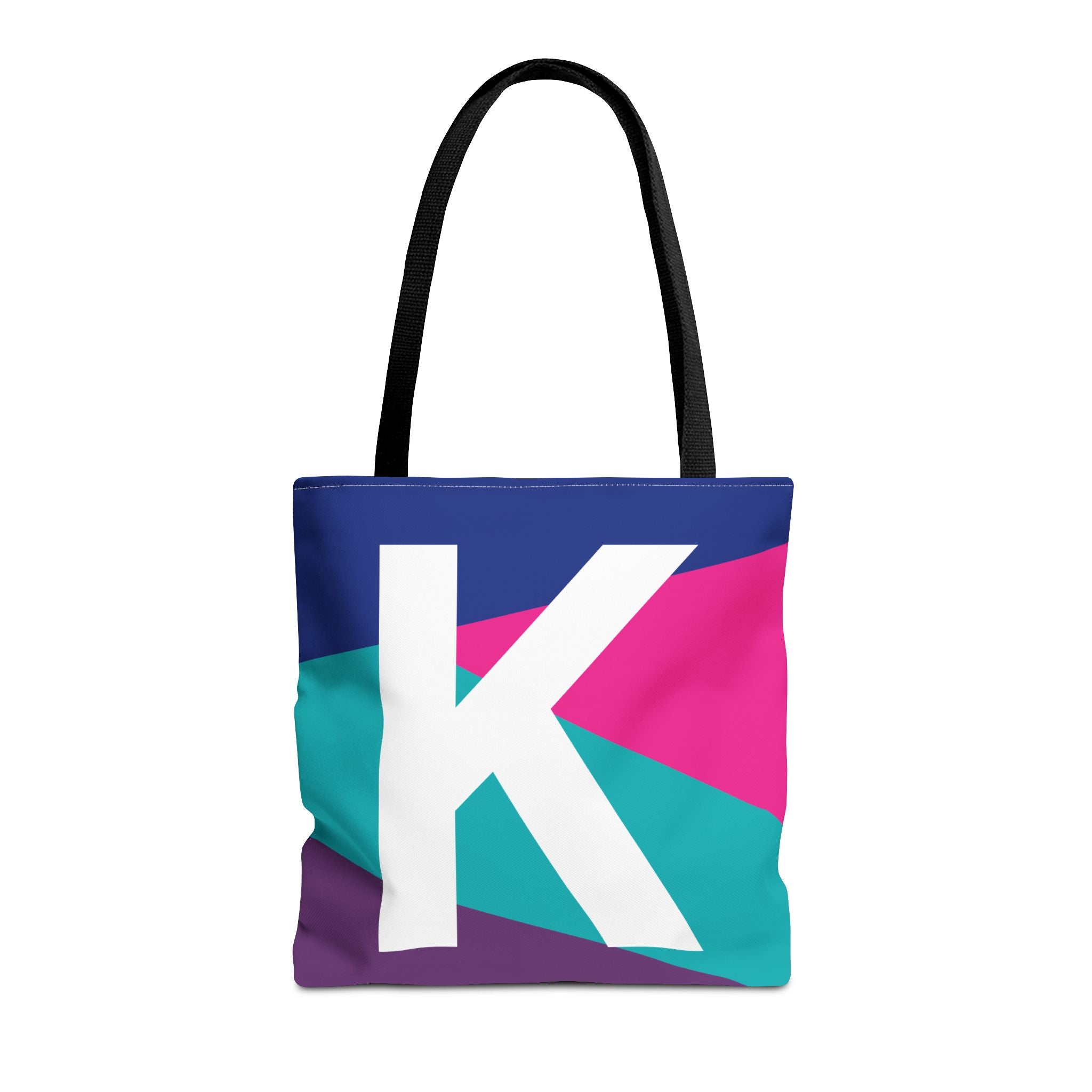 Monogram 'K' Colorblock Tote Bag — Personalized Initial K Shoulder Tote