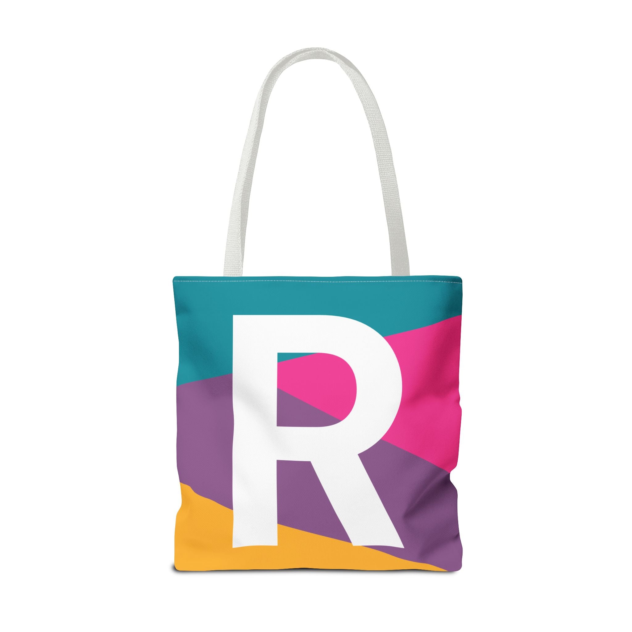 Monogram 'R' Colorblock Tote Bag — Personalized Initial R Shoulder Tote