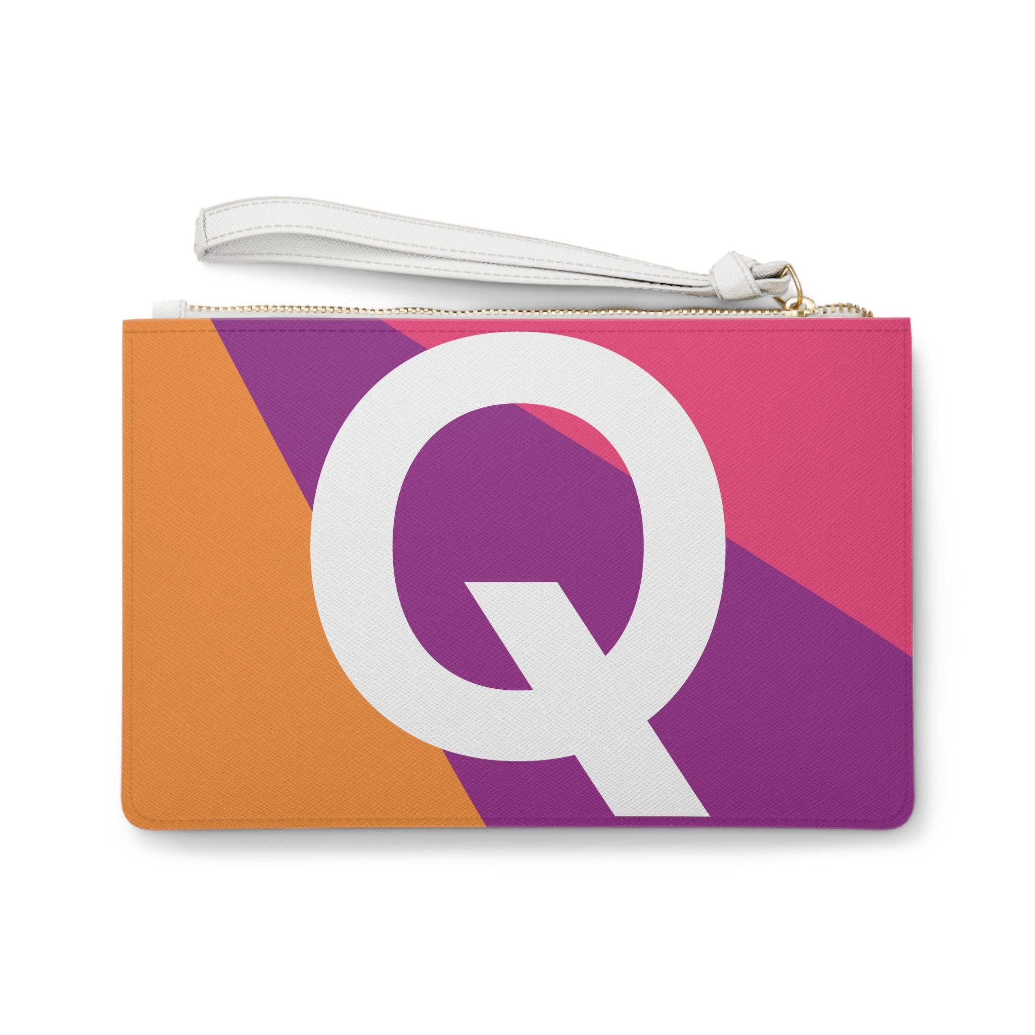 Monogram 'Q' Colorblock Clutch Bag — Bold Geometric Wristlet for Everyday & Gifts