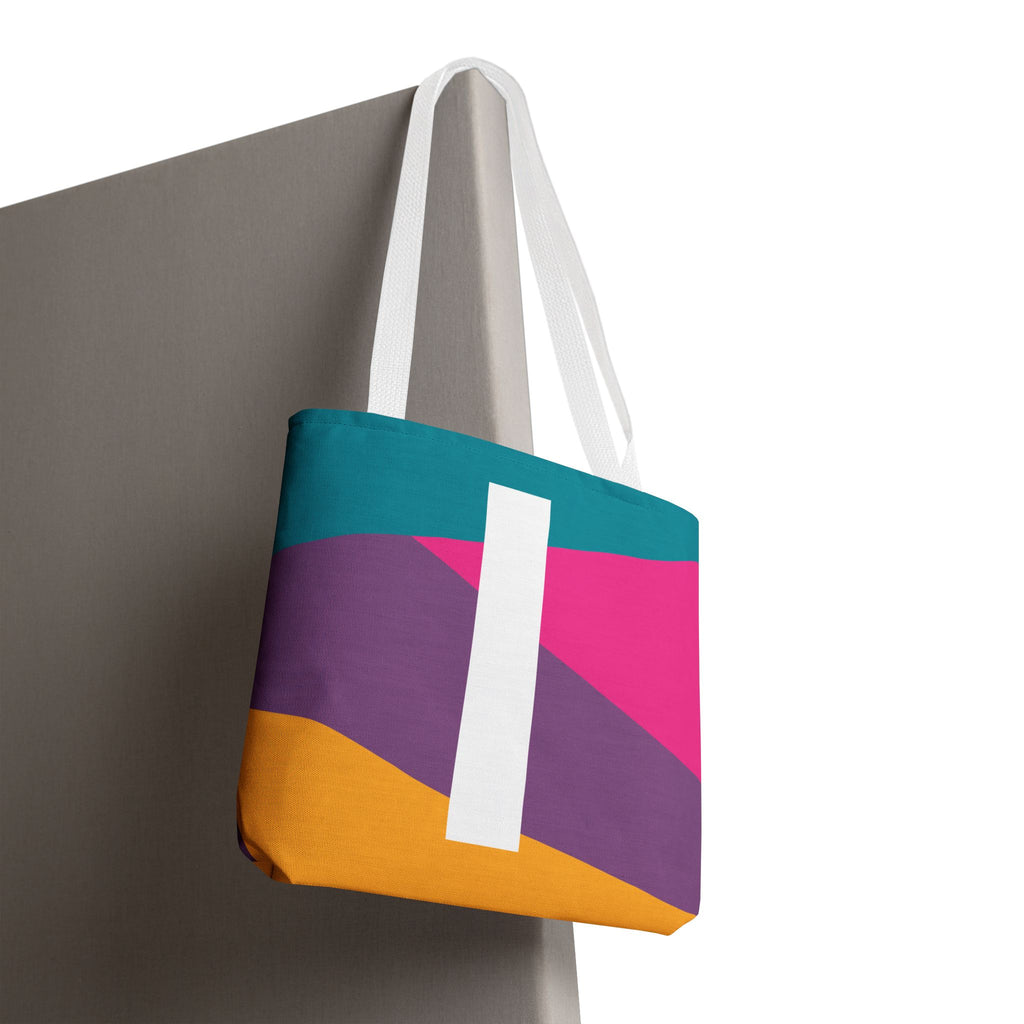 Monogram 'I' Colorblock Tote Bag — Personalized Initial I Shoulder Tote