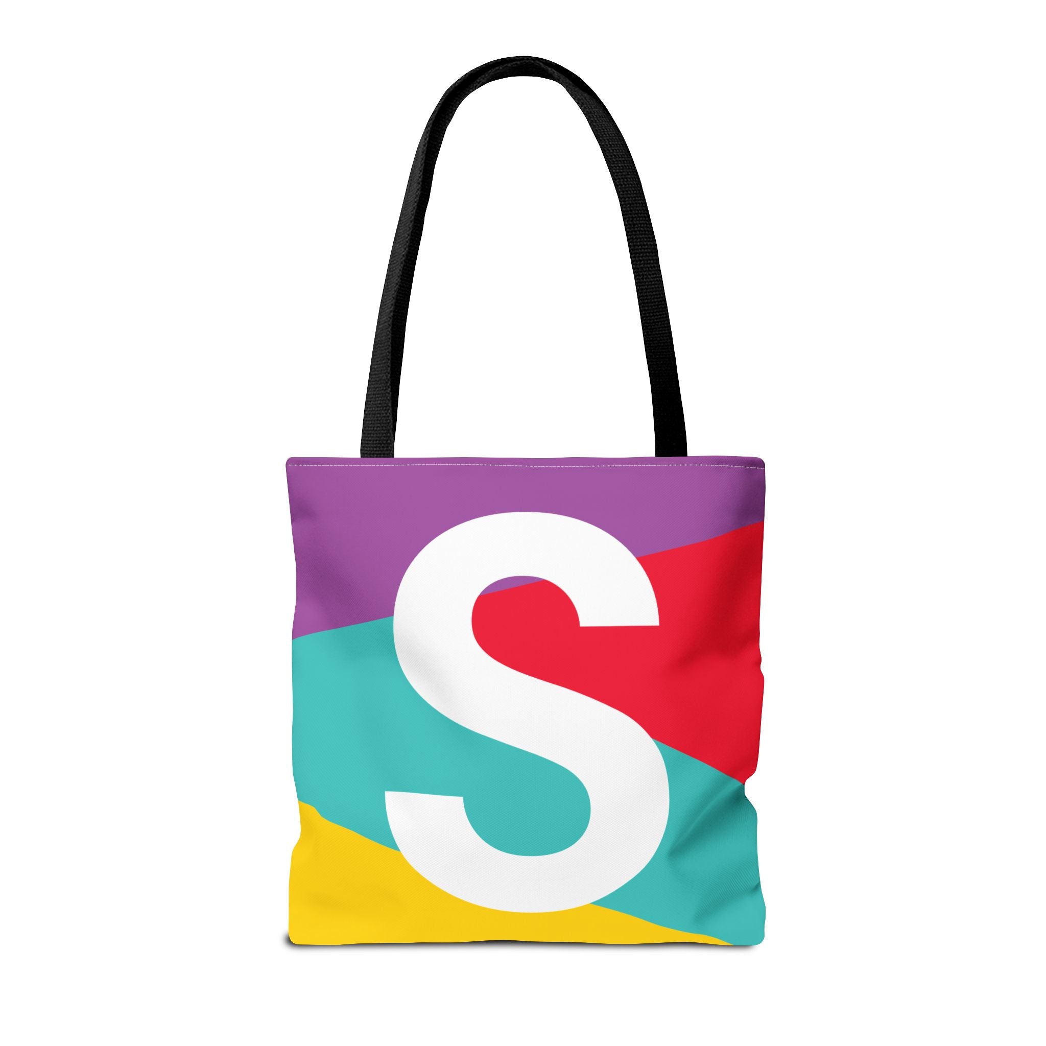 Monogram 'S' Colorblock Tote Bag — Personalized Initial S Shoulder Tote