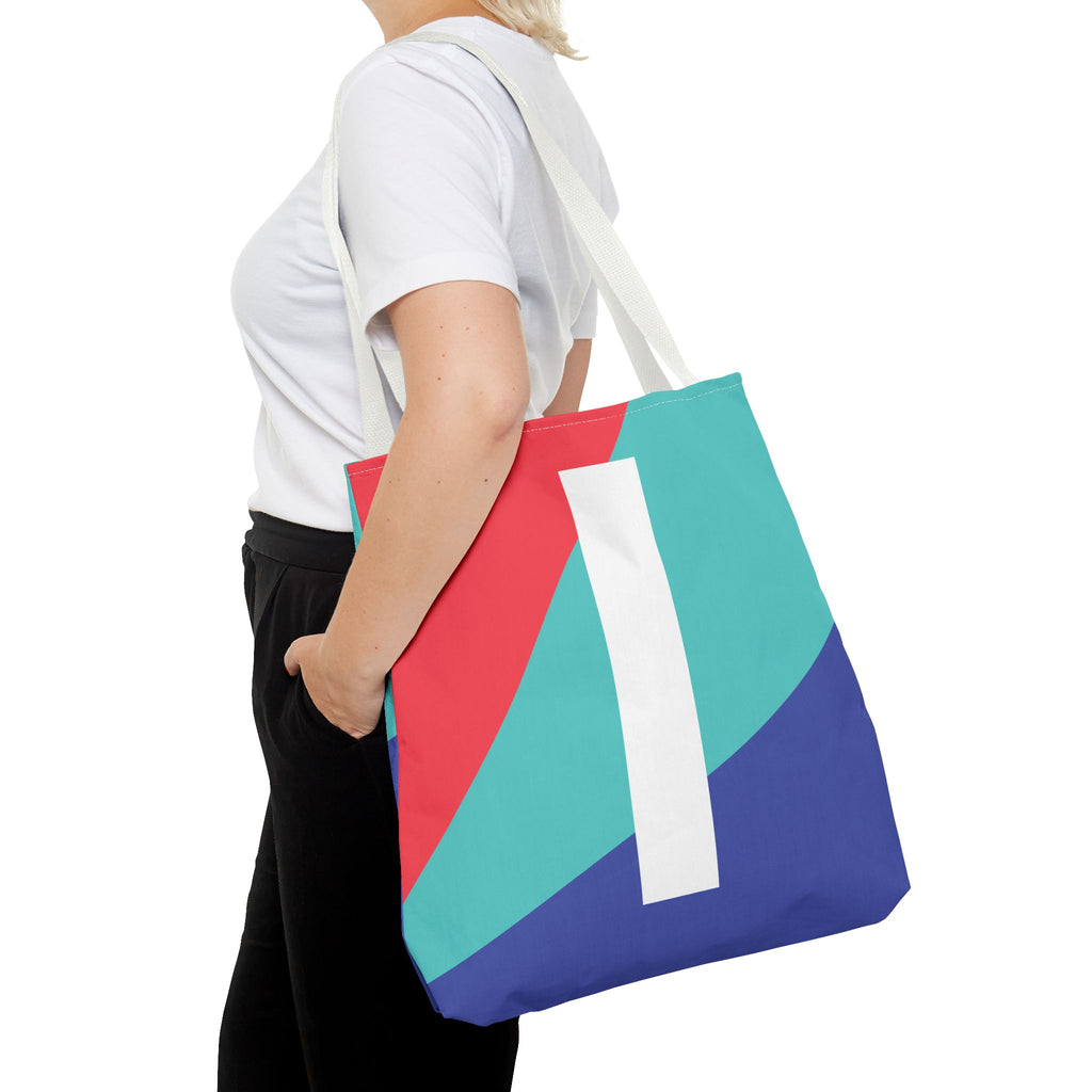 Monogram 'I' Colorblock Tote Bag — Personalized Initial I Shoulder Tote