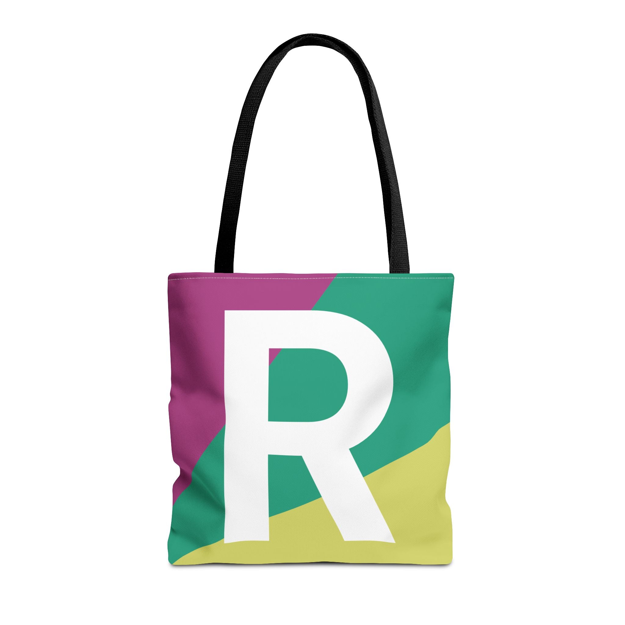 Monogram 'R' Colorblock Tote Bag — Personalized Initial R Shoulder Tote