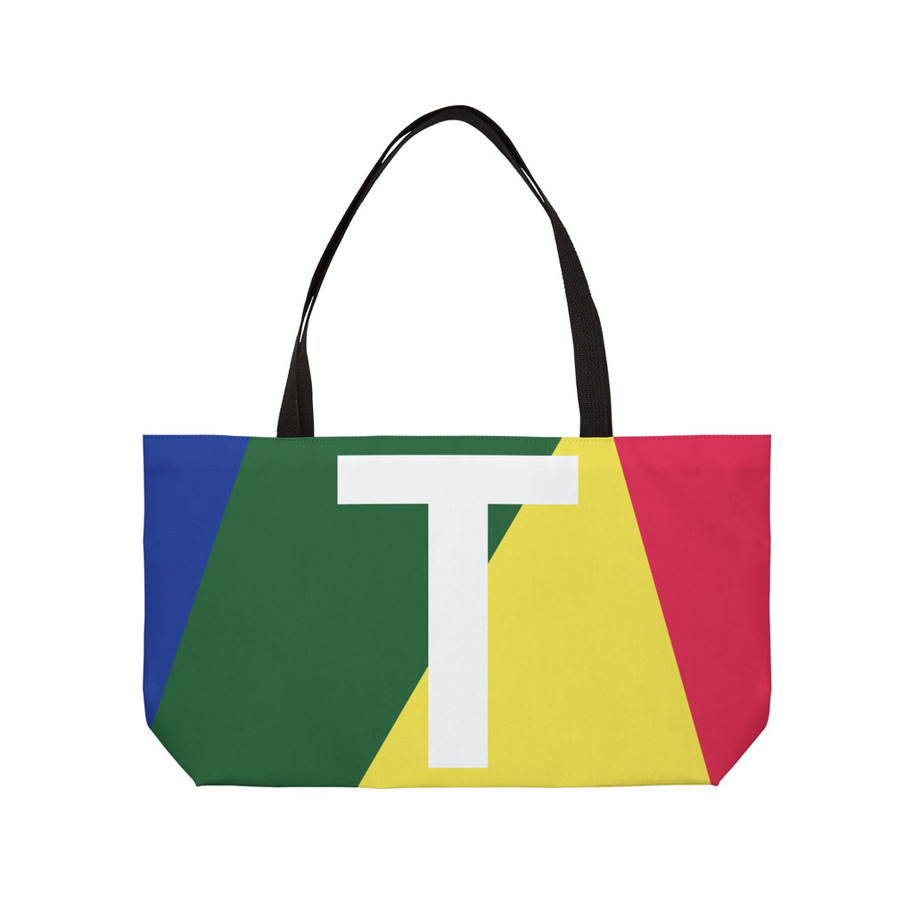 Personalized 'T' Colorblock Tote Bag — Monogram Weekender Tote