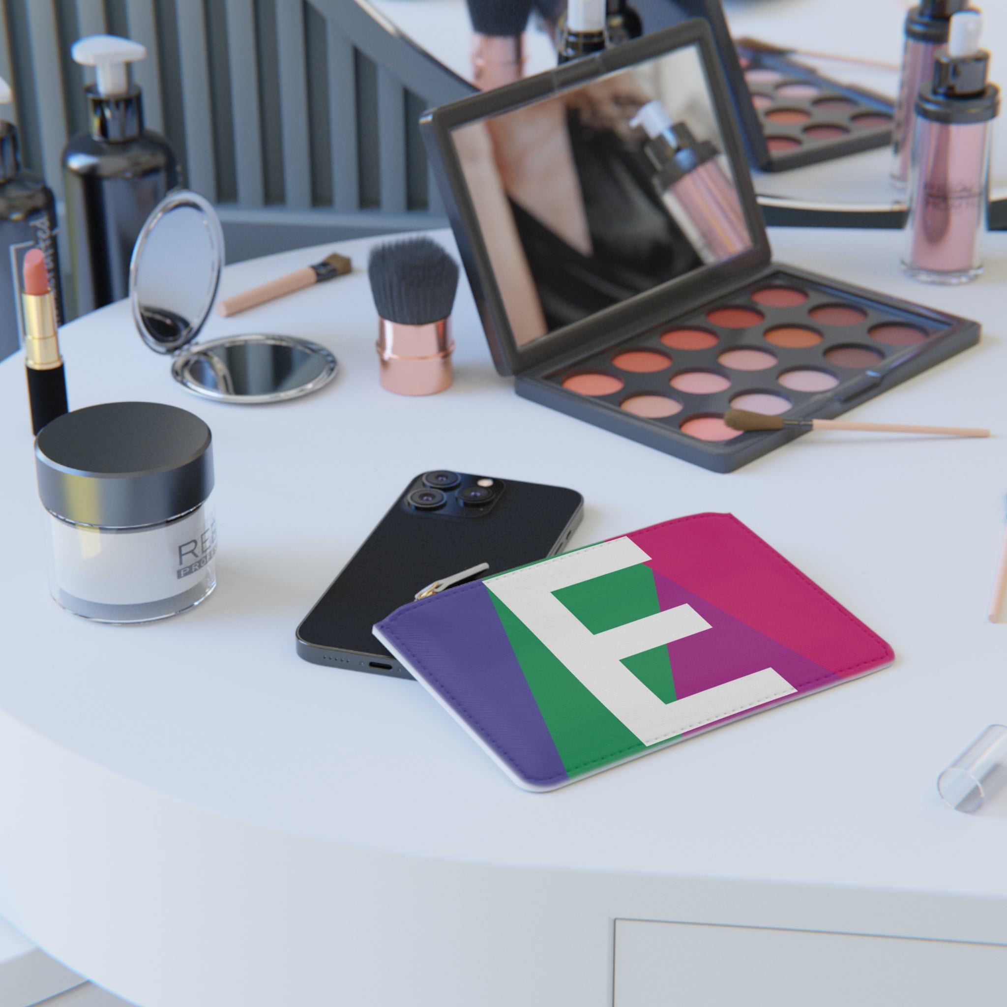 Initial E Mini Clutch — Colorblock Monogram Wristlet Wallet