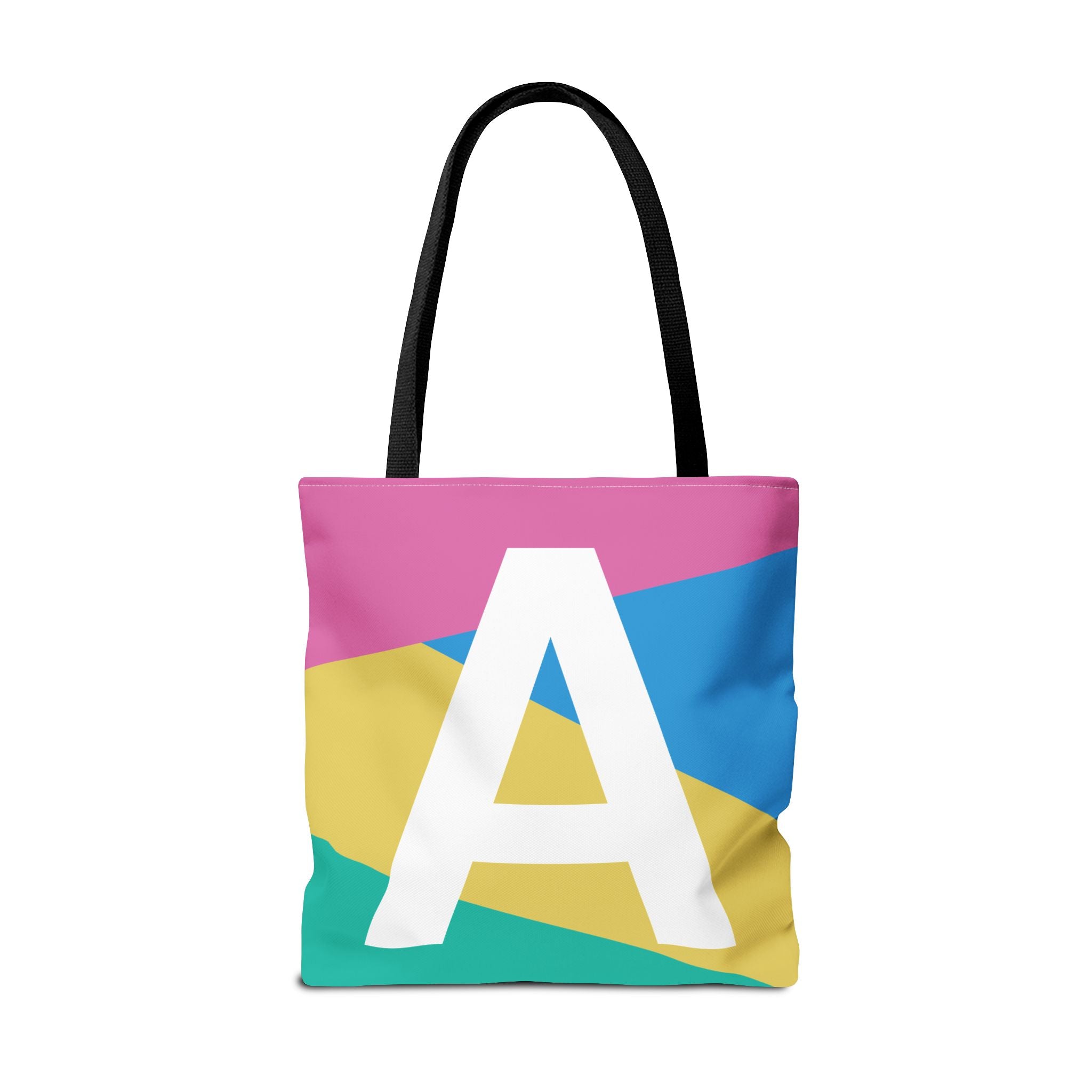 Monogram 'A' Colorblock Tote Bag — Personalized Initial A Shoulder Tote