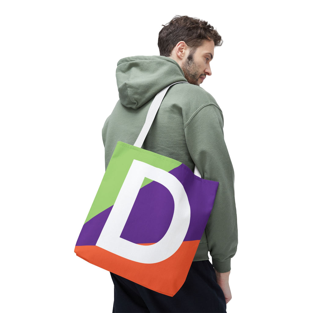 Monogram 'D' Colorblock Tote Bag — Personalized Initial D Shoulder Tote