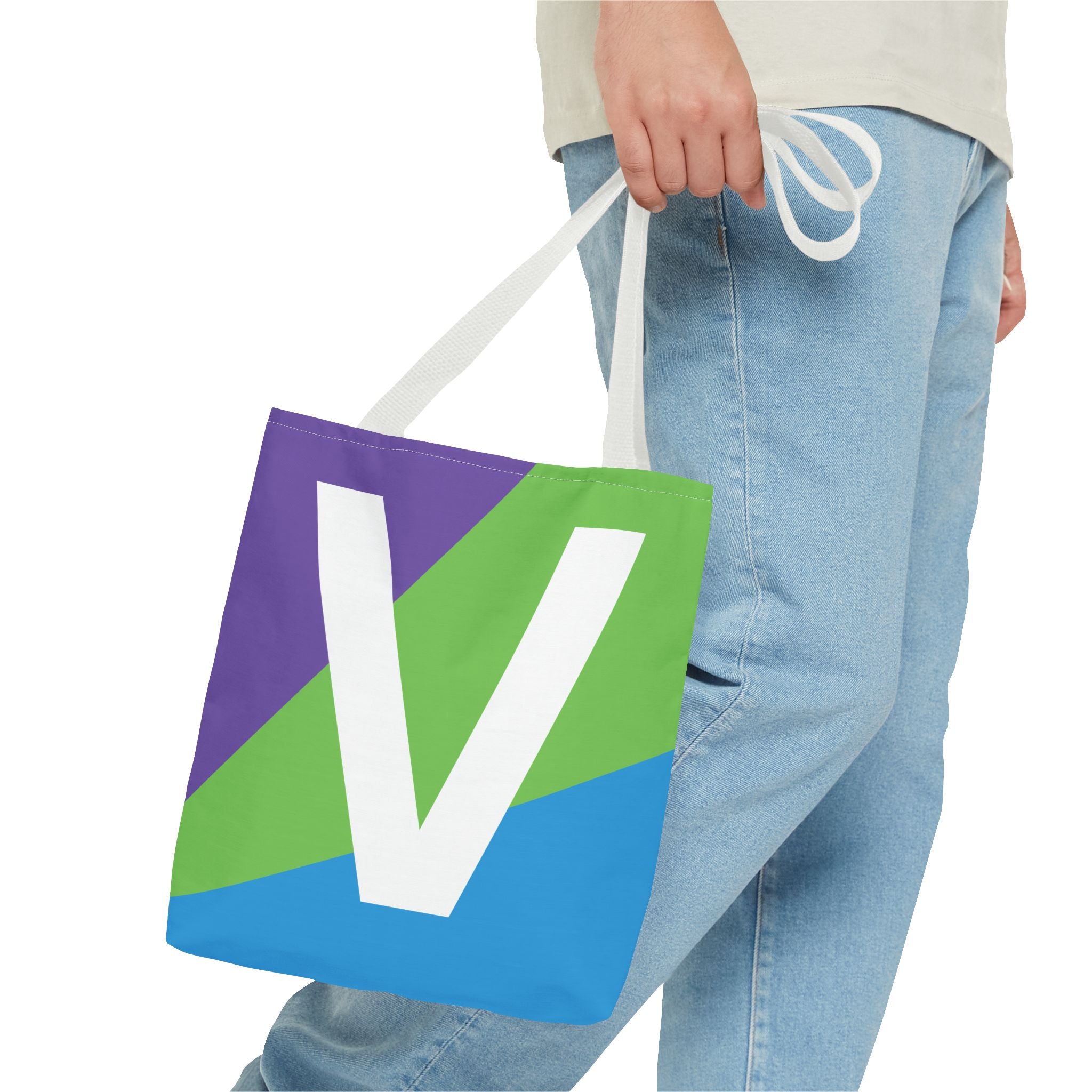 Monogram 'V' Colorblock Tote Bag — Personalized Initial V Shoulder Tote