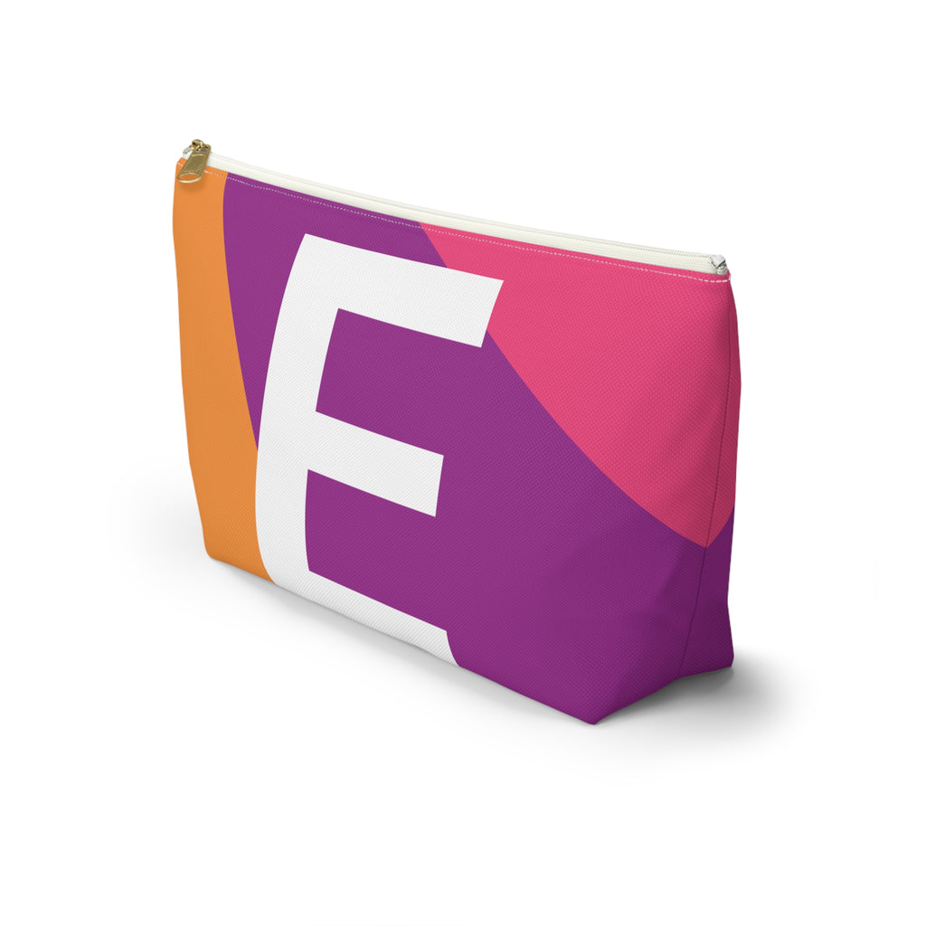 Initials Colorblock Accessory Pouch — Monogram E T-Bottom Cosmetic Bag