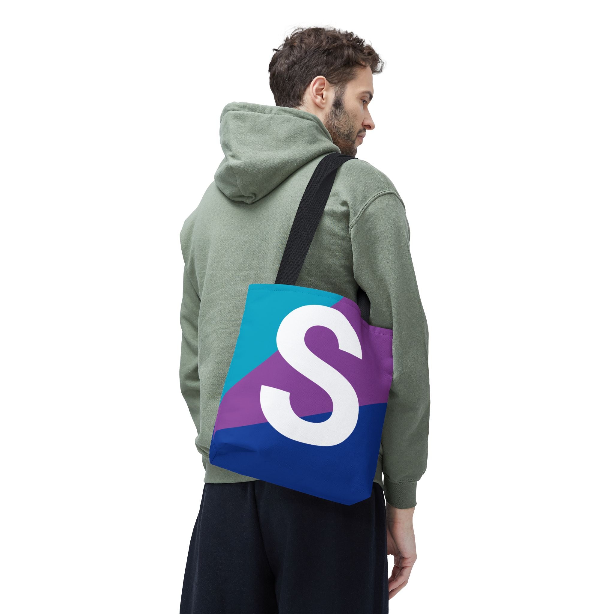 Monogram 'S' Colorblock Tote Bag — Personalized Initial S Shoulder Tote