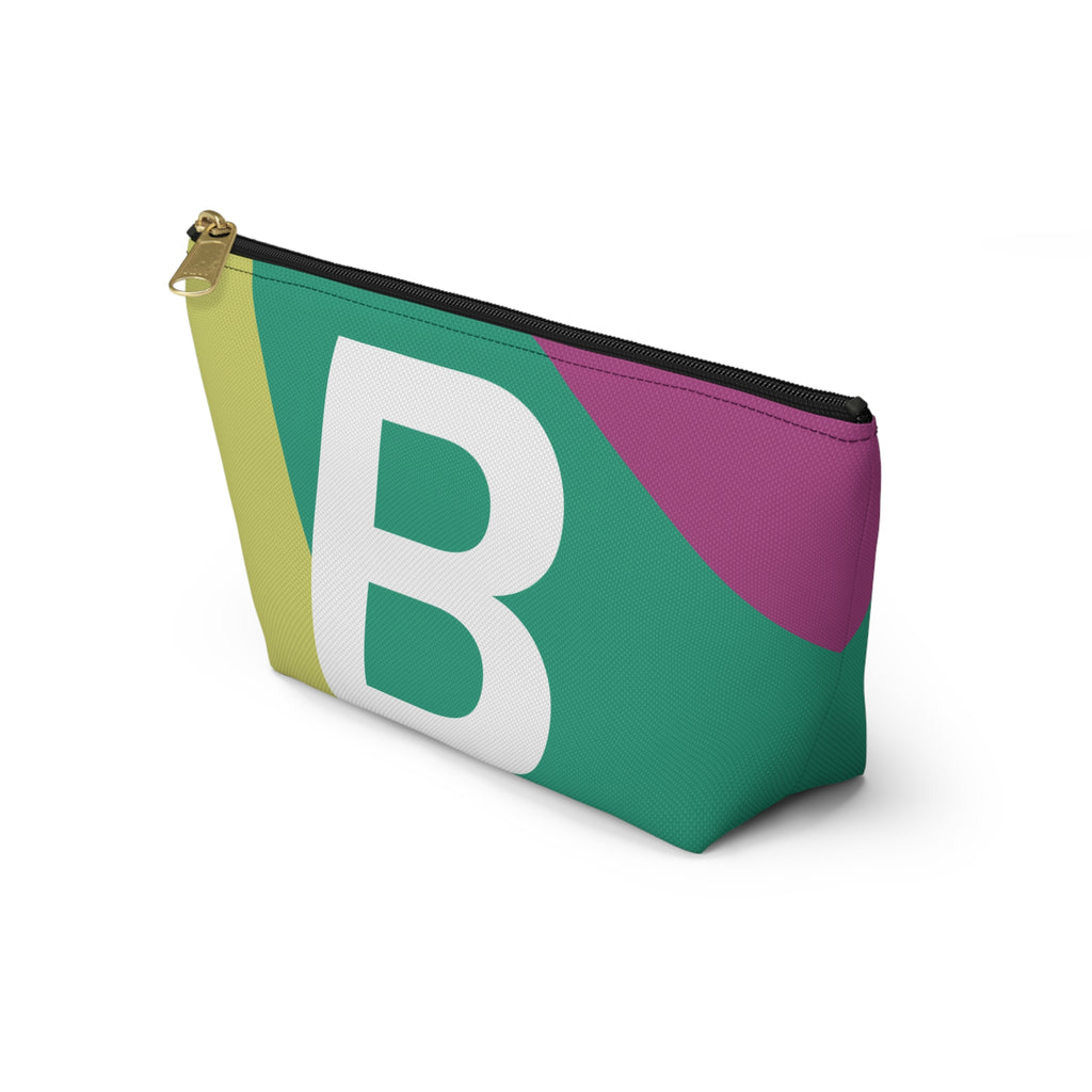 Initials Colorblock Accessory Pouch — Monogram B T-Bottom Cosmetic Bag