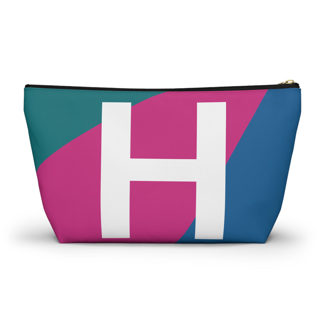 Initials Colorblock Accessory Pouch — Monogram H T-Bottom Cosmetic Bag