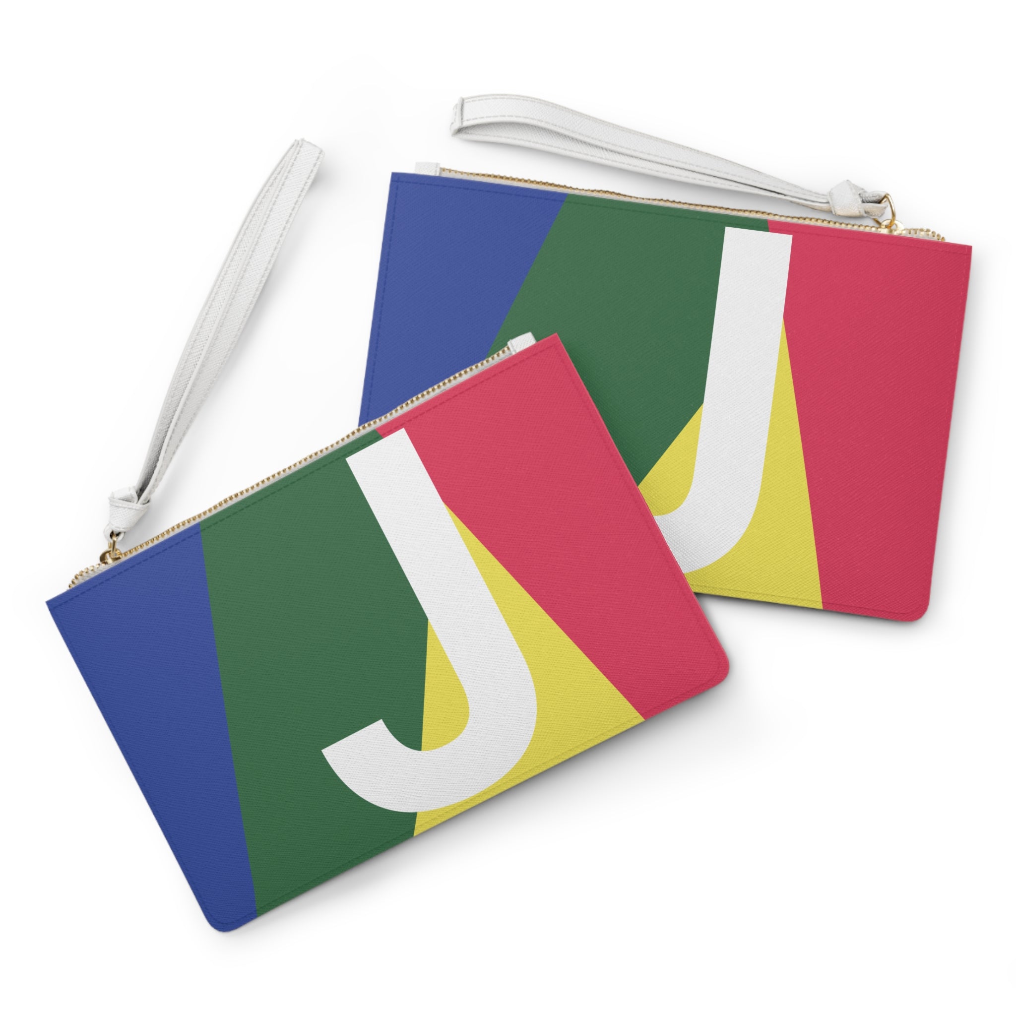 Monogram 'J' Colorblock Clutch Bag — Bold Geometric Wristlet for Everyday & Gifts