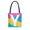 Monogram 'Y' Colorblock Tote Bag — Personalized Initial Y Shoulder Tote