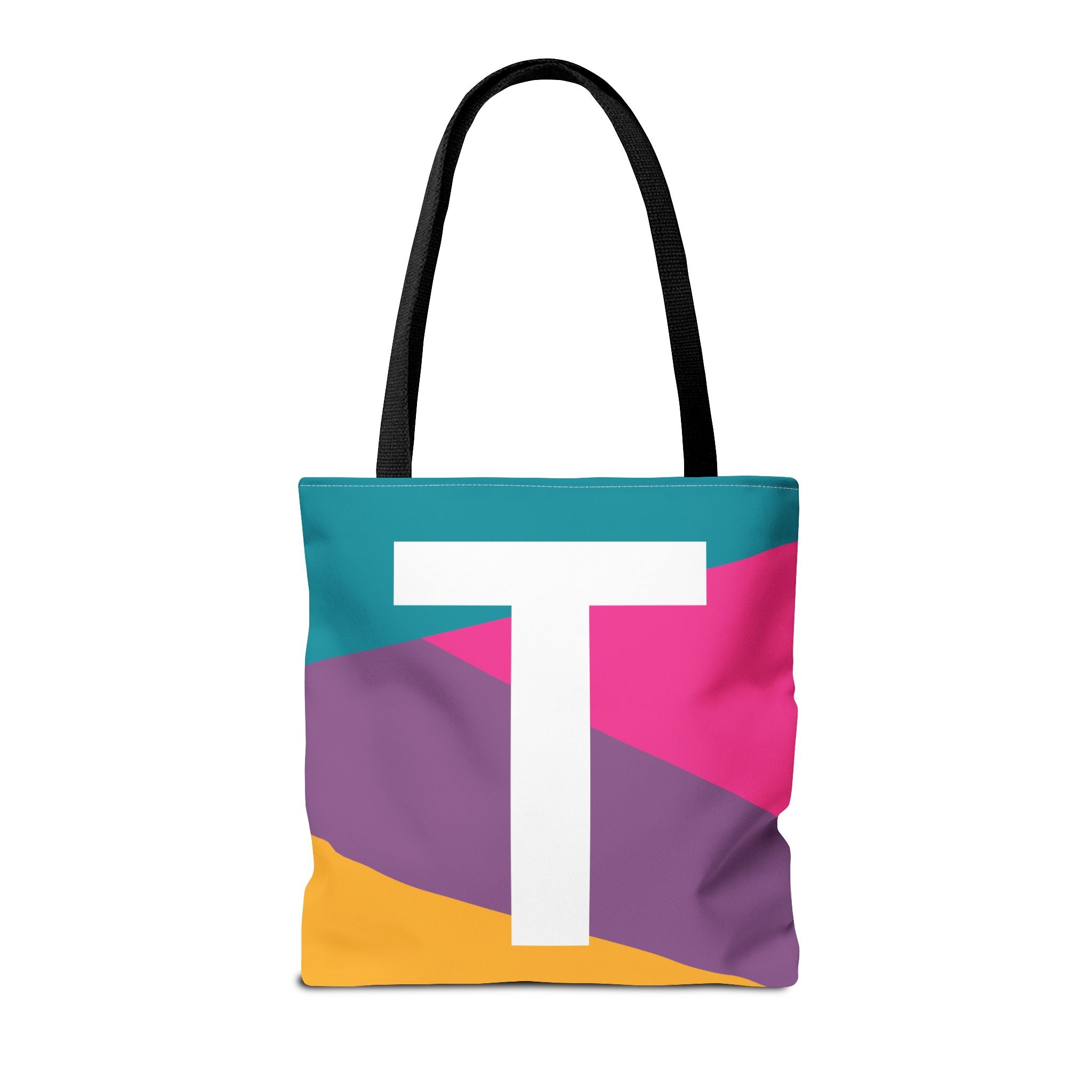 Monogram 'T' Colorblock Tote Bag — Personalized Initial T Shoulder Tote