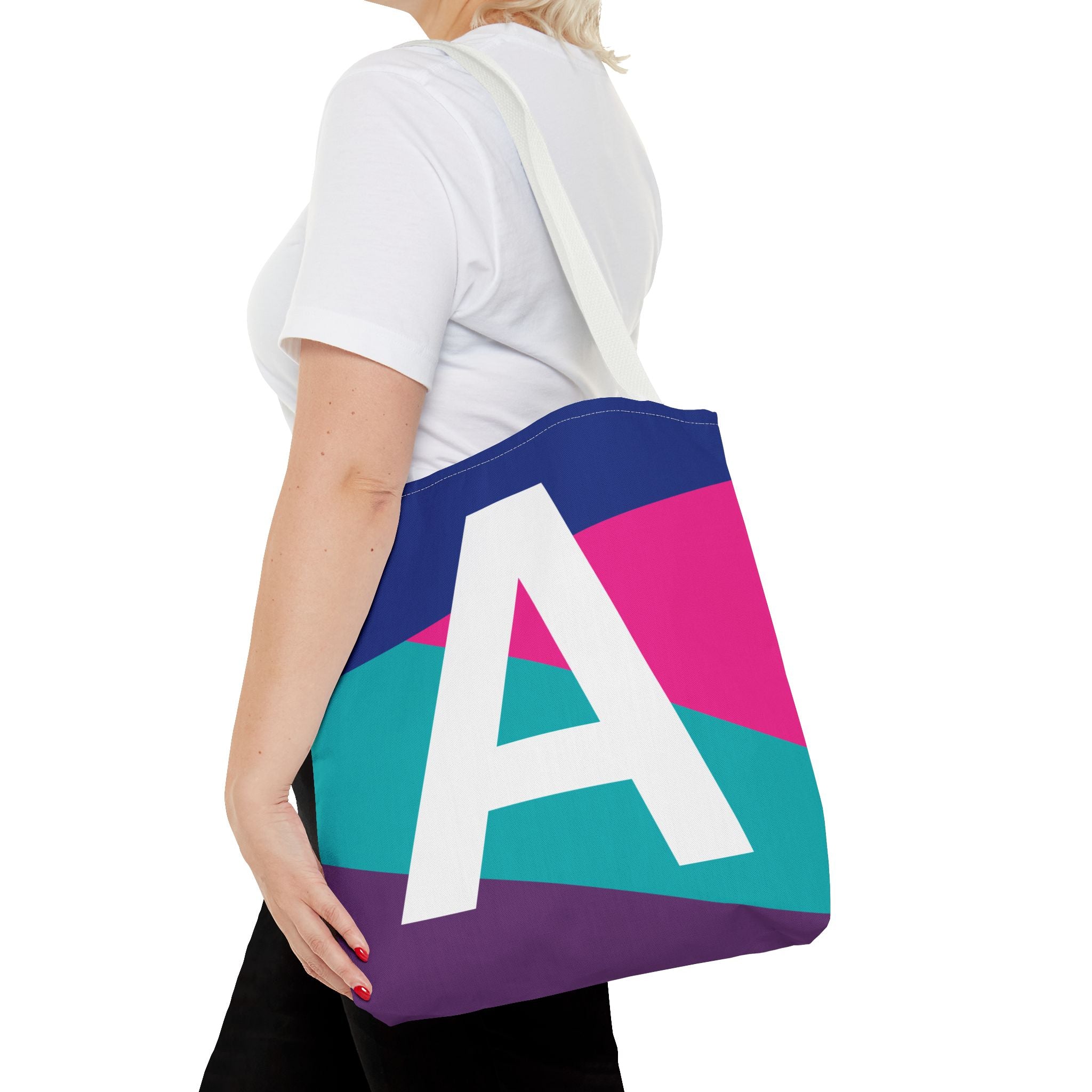 Monogram 'A' Colorblock Tote Bag — Personalized Initial A Shoulder Tote