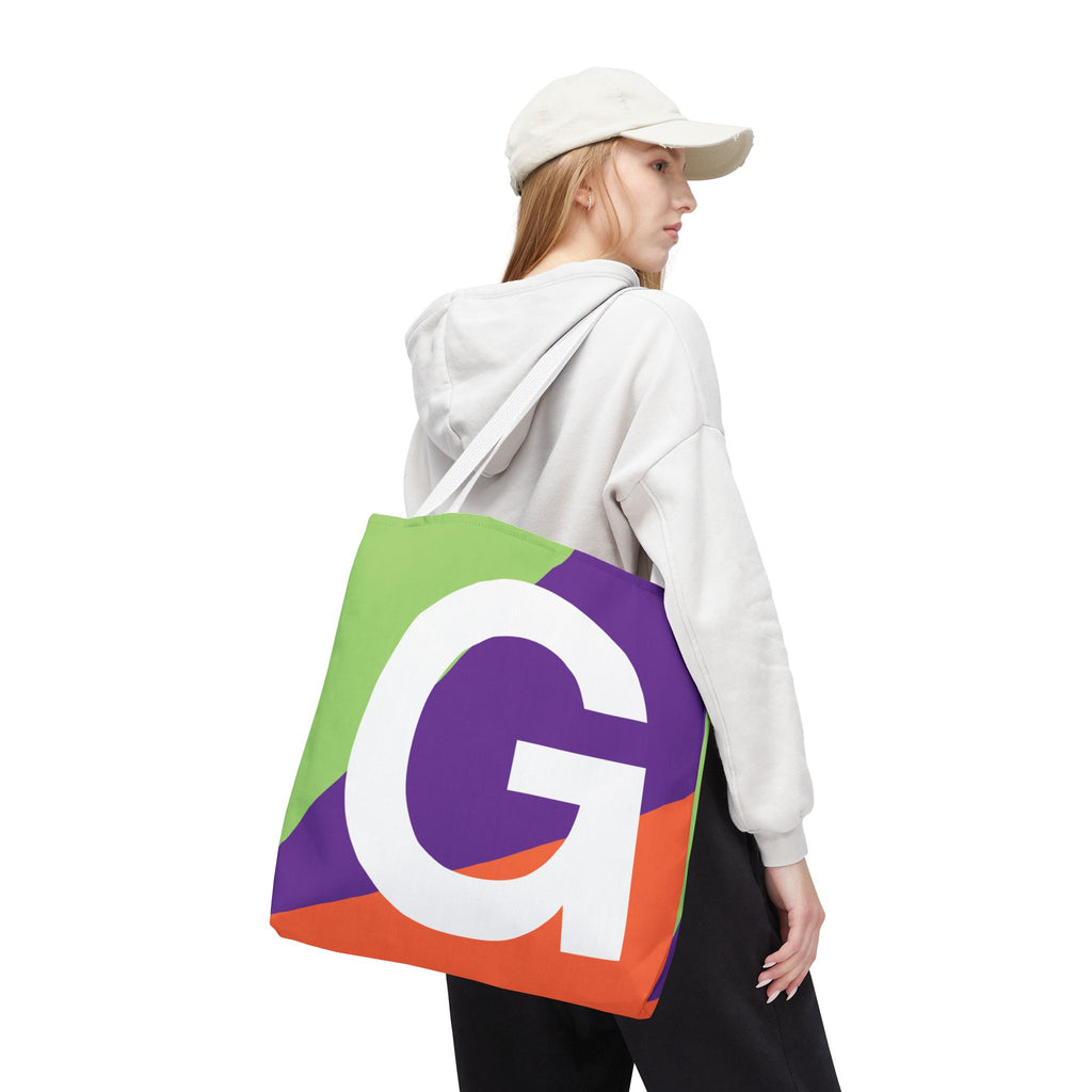 Monogram 'G' Colorblock Tote Bag — Personalized Initial G Shoulder Tote