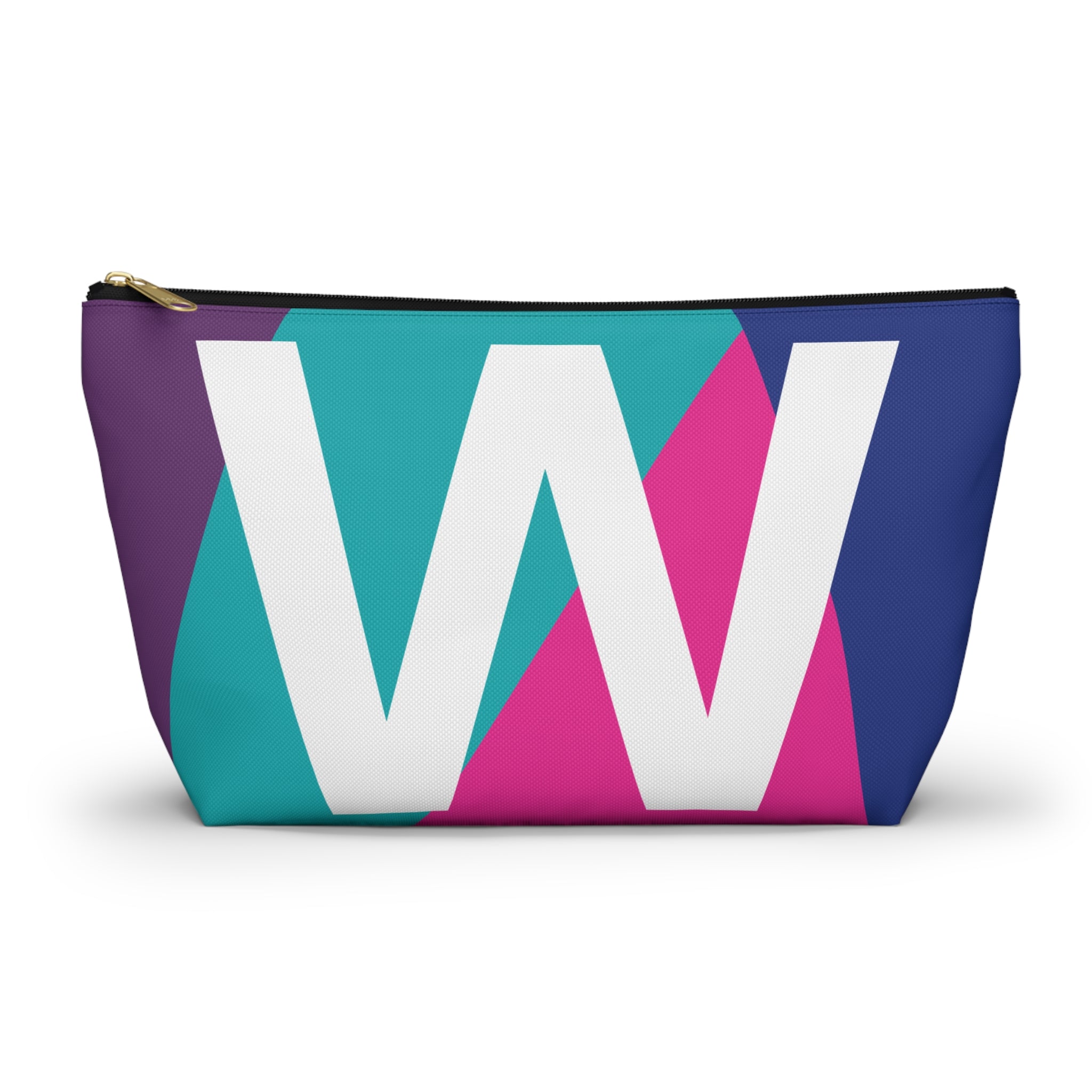 Initials Colorblock Accessory Pouch — Monogram W T-Bottom Cosmetic Bag