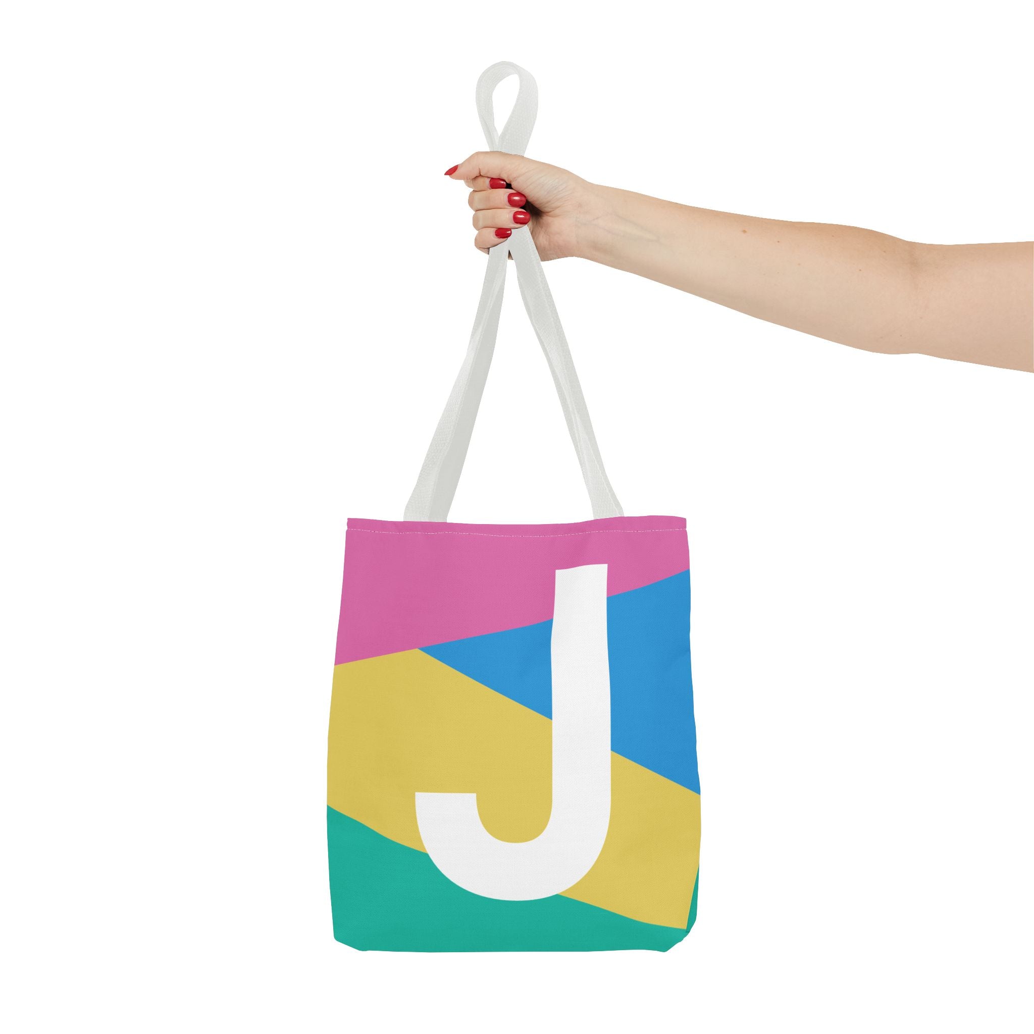 Monogram 'J' Colorblock Tote Bag — Personalized Initial J Shoulder Tote