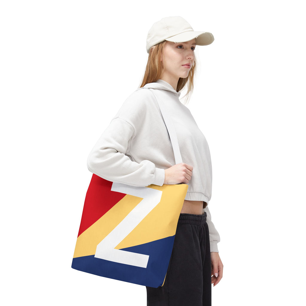 Monogram 'Z' Colorblock Tote Bag — Personalized Initial Z Shoulder Tote