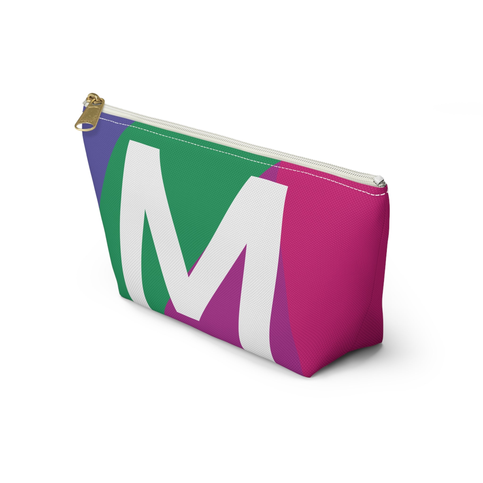 Initials Colorblock Accessory Pouch — Monogram M T-Bottom Cosmetic Bag