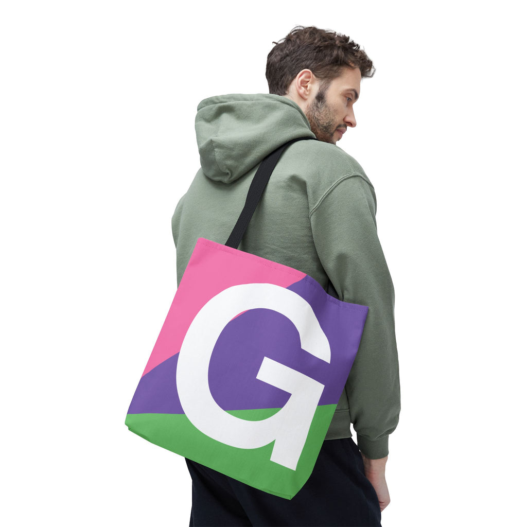 Monogram 'G' Colorblock Tote Bag — Personalized Initial G Shoulder Tote