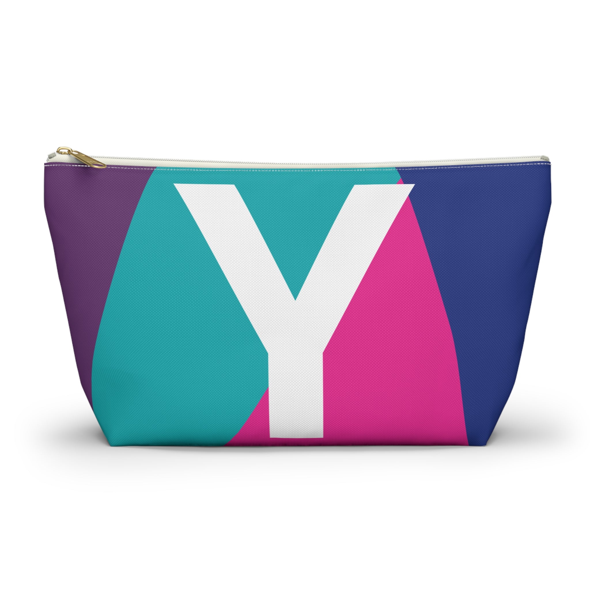 Initials Colorblock Accessory Pouch — Monogram Y T-Bottom Cosmetic Bag