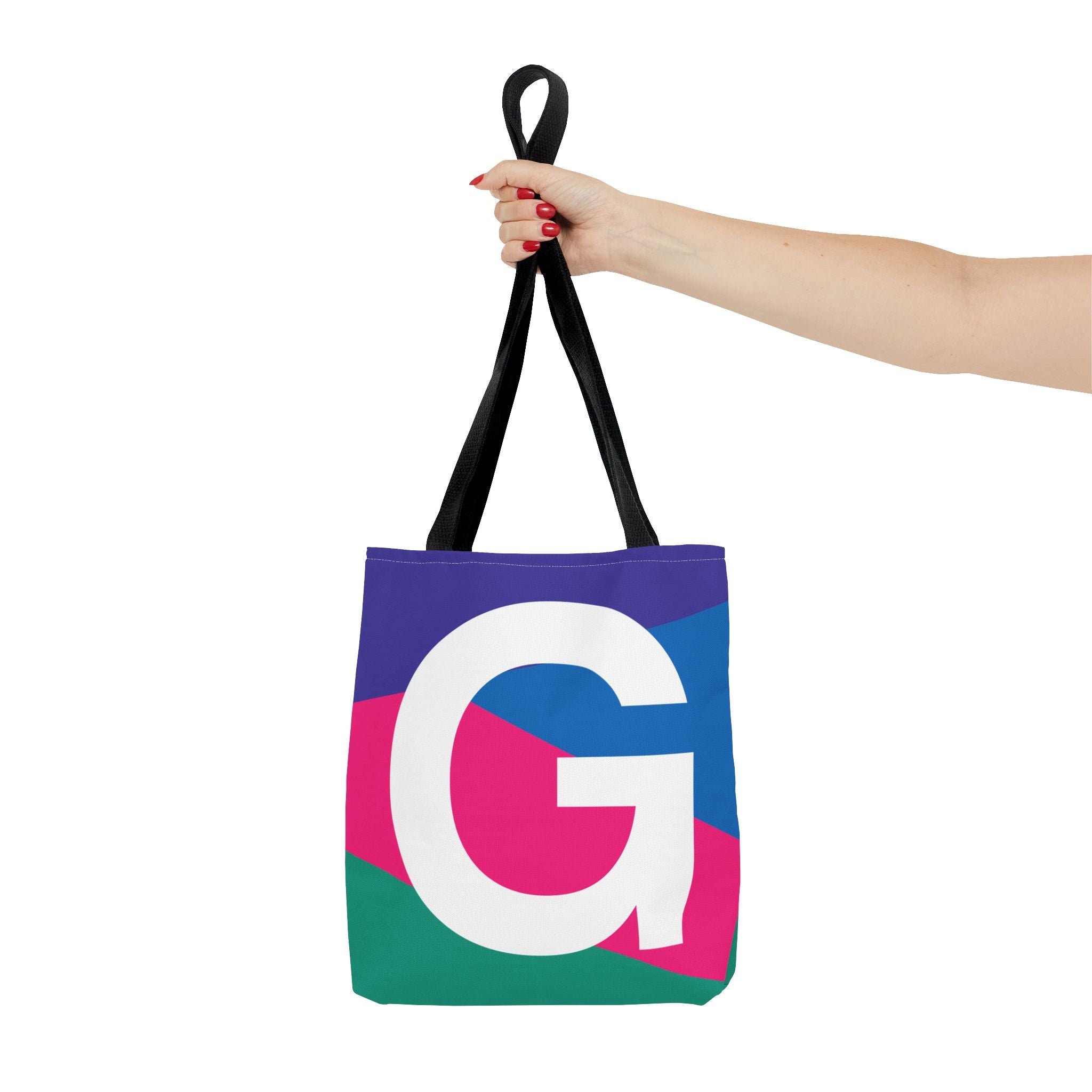 Monogram 'G' Colorblock Tote Bag — Personalized Initial G Shoulder Tote