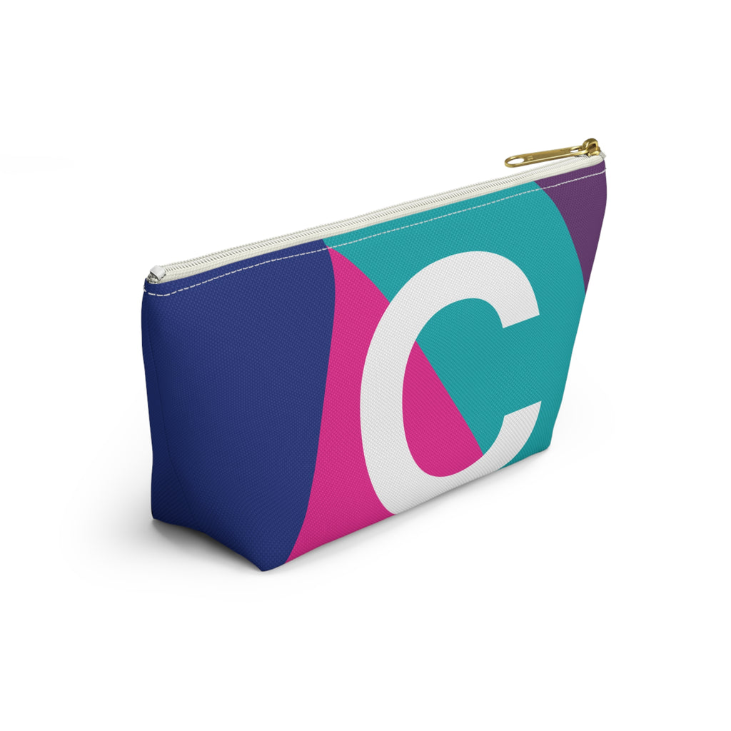 Initials Colorblock Accessory Pouch — Monogram C T-Bottom Cosmetic Bag