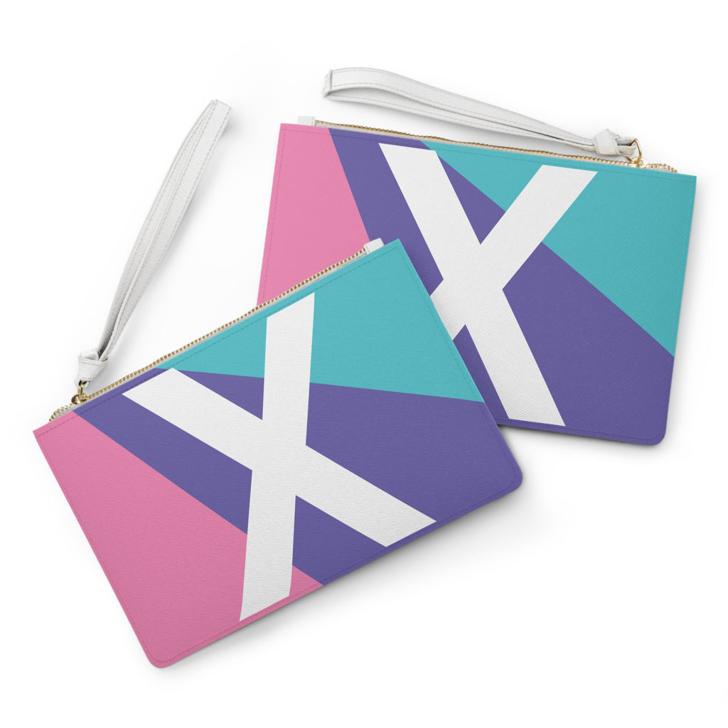 Monogram 'X' Colorblock Clutch Bag — Bold Geometric Wristlet for Everyday & Gifts