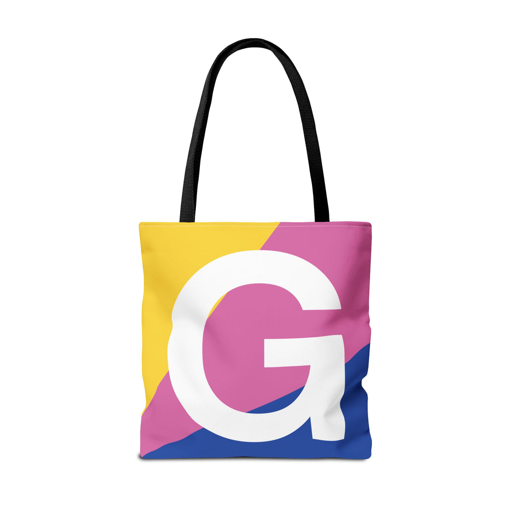 Monogram 'G' Colorblock Tote Bag — Personalized Initial G Shoulder Tote