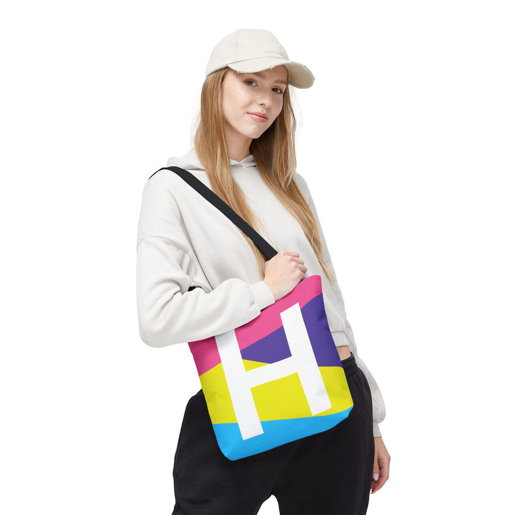 Monogram 'H' Colorblock Tote Bag — Personalized Initial H Shoulder Tote