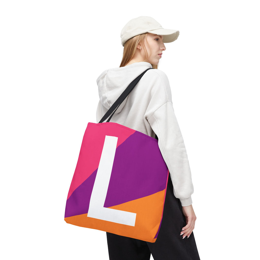 Monogram 'L' Colorblock Tote Bag — Personalized Initial L Shoulder Tote