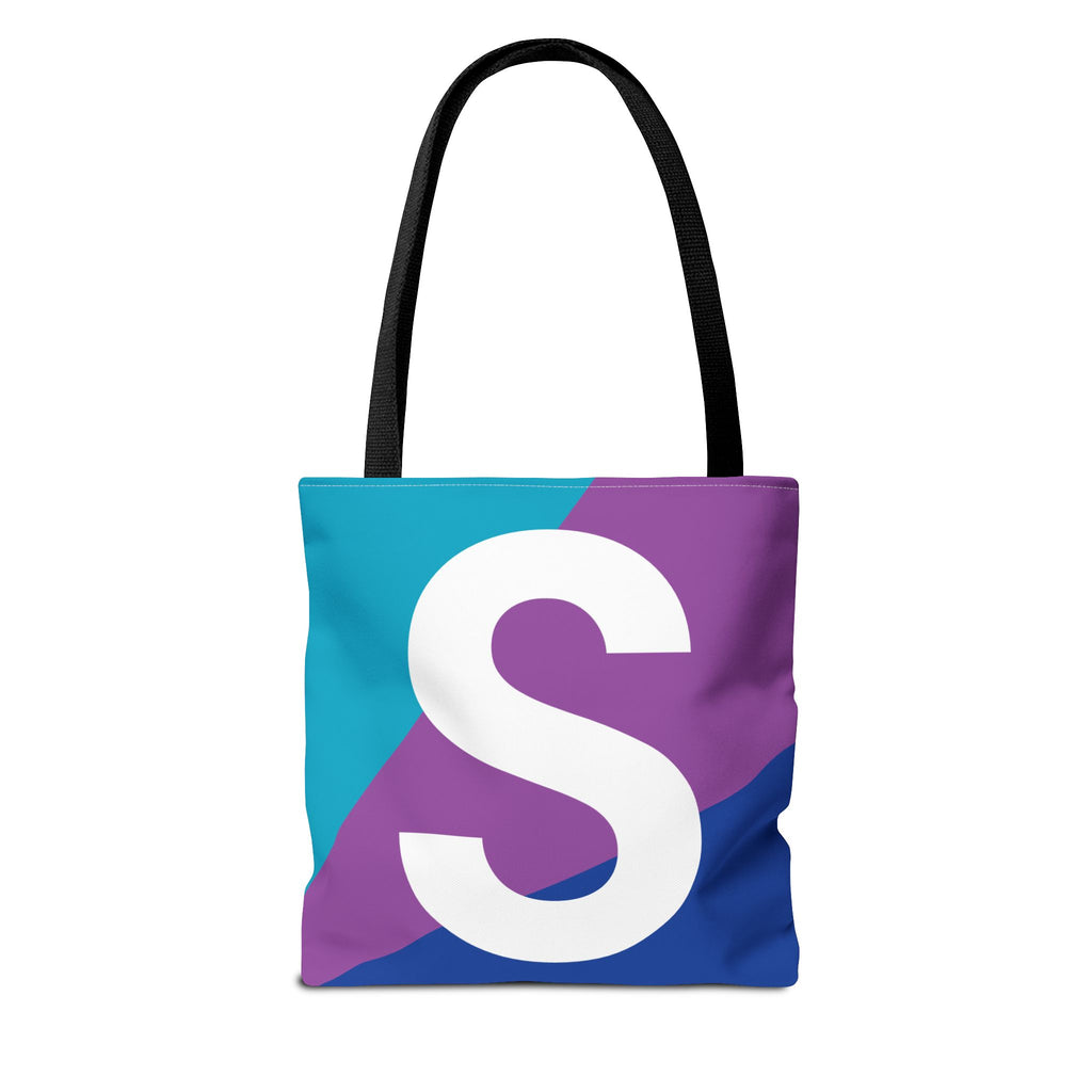 Monogram 'S' Colorblock Tote Bag — Personalized Initial S Shoulder Tote