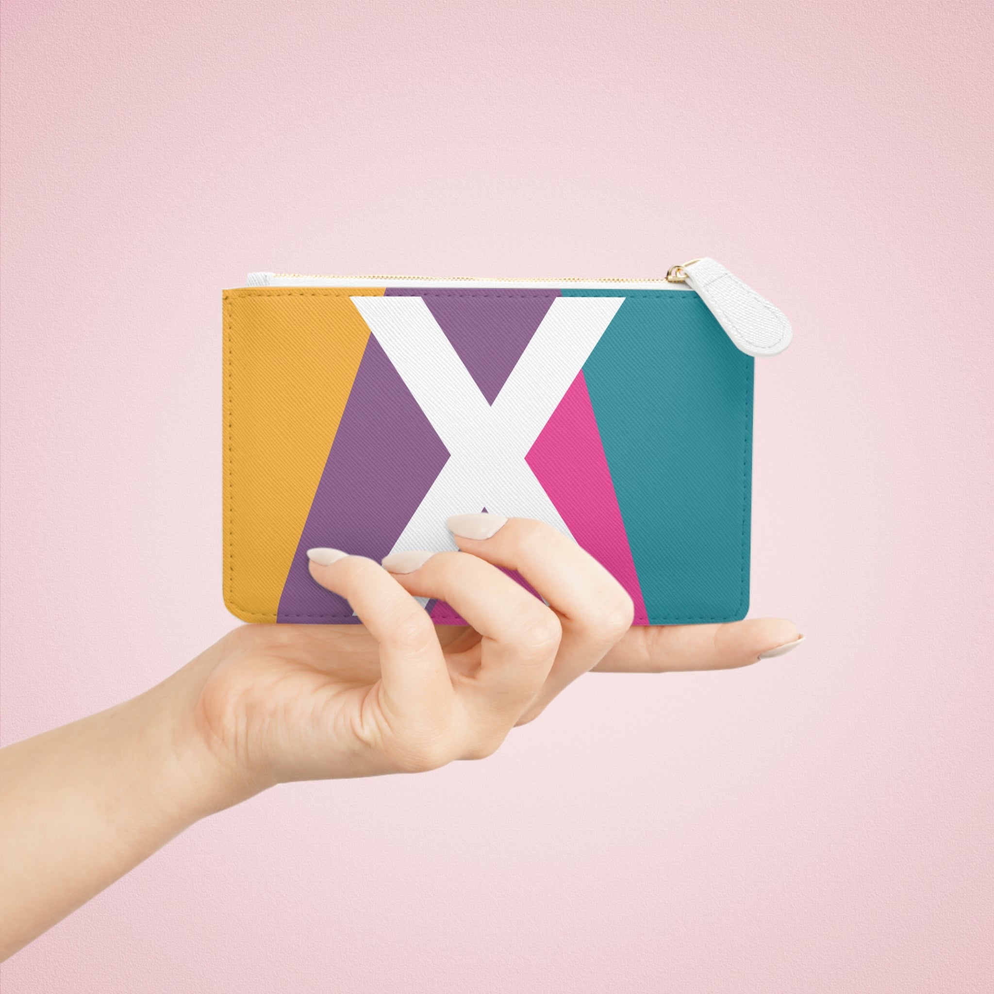 Initial X Mini Clutch — Colorblock Monogram Wristlet Wallet