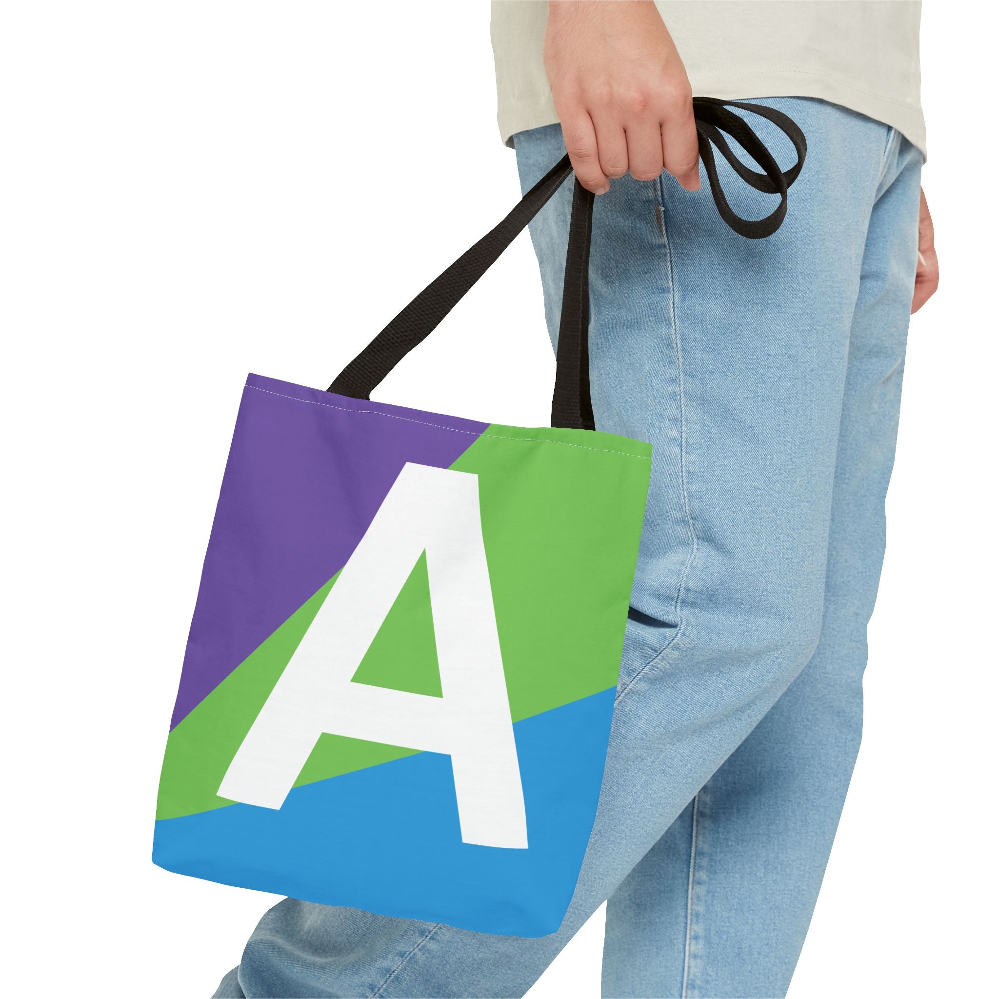 Monogram 'A' Colorblock Tote Bag — Personalized Initial A Shoulder Tote