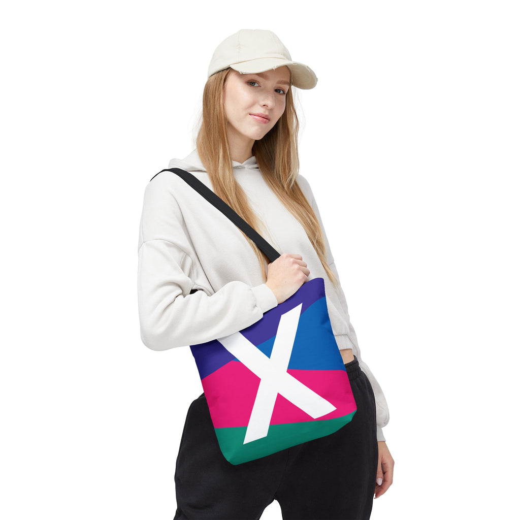 Monogram 'X' Colorblock Tote Bag — Personalized Initial X Shoulder Tote