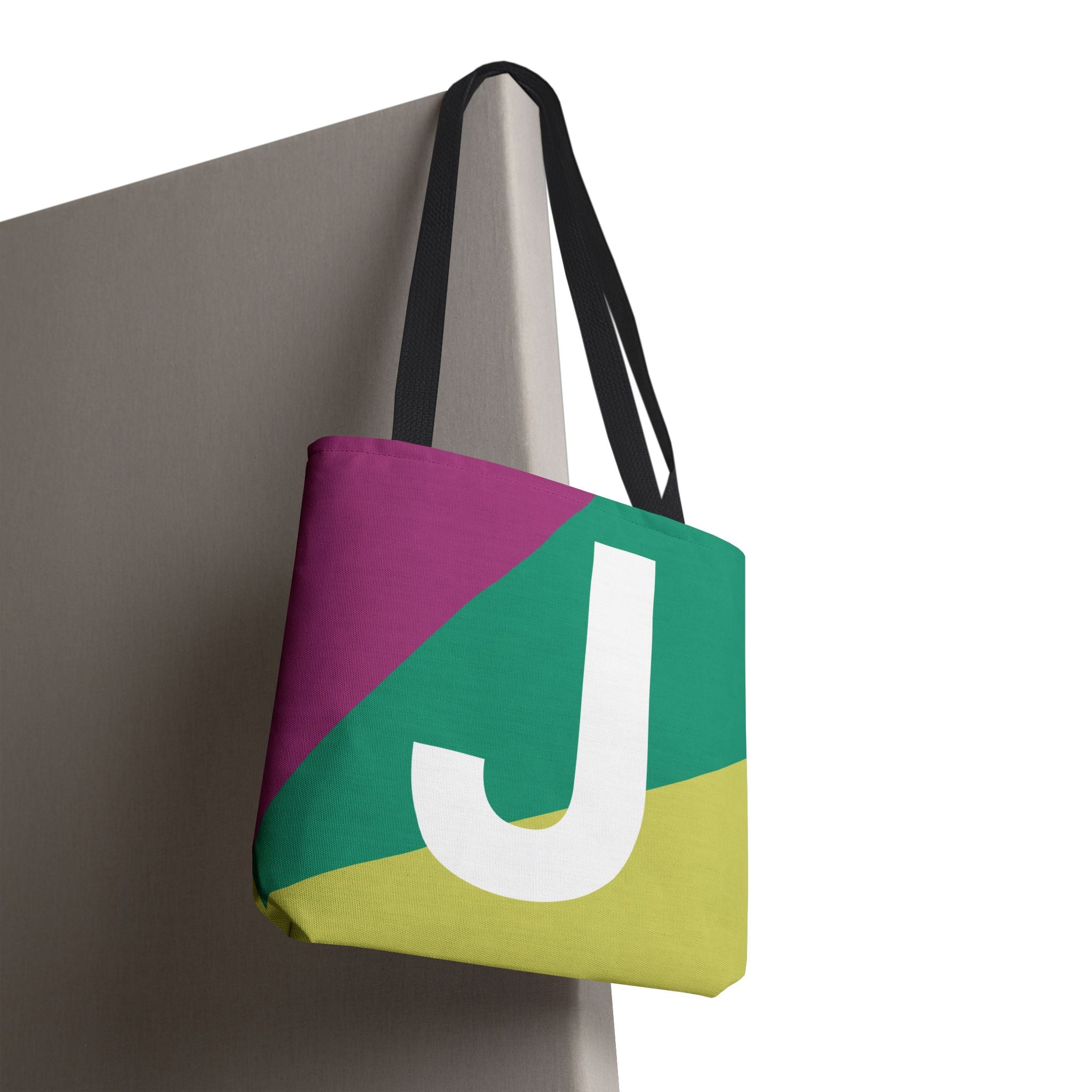Monogram 'J' Colorblock Tote Bag — Personalized Initial J Shoulder Tote