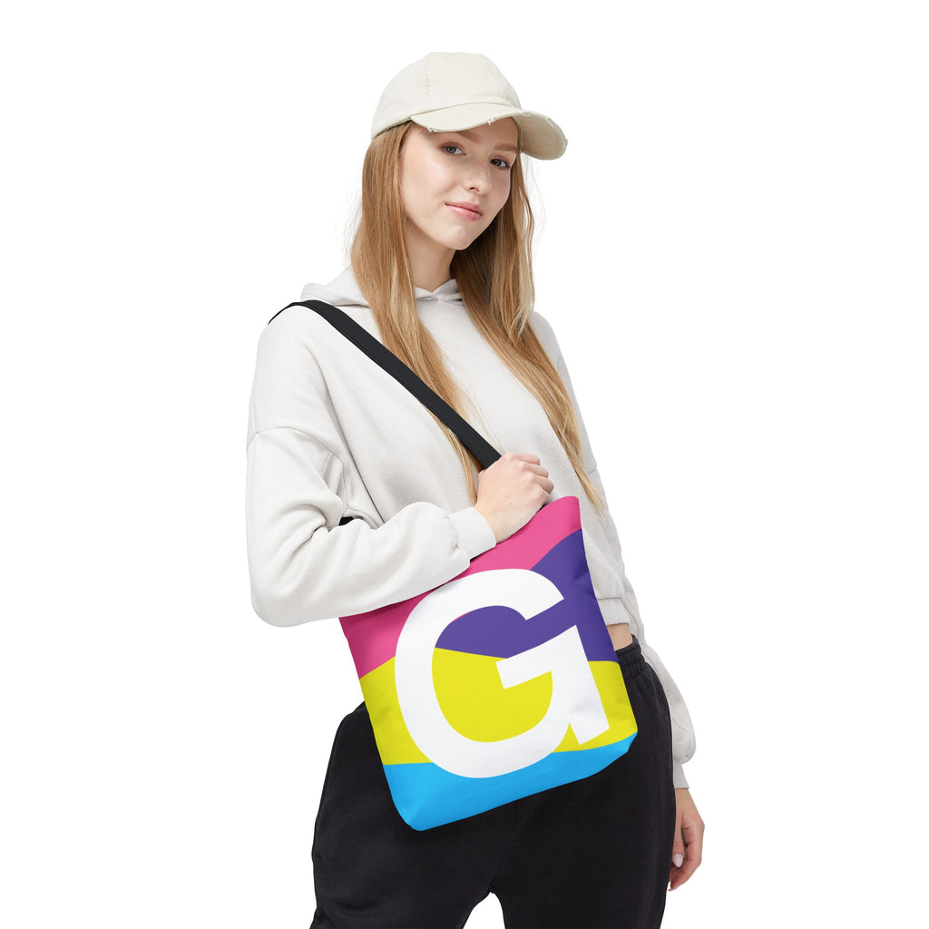 Monogram 'G' Colorblock Tote Bag — Personalized Initial G Shoulder Tote