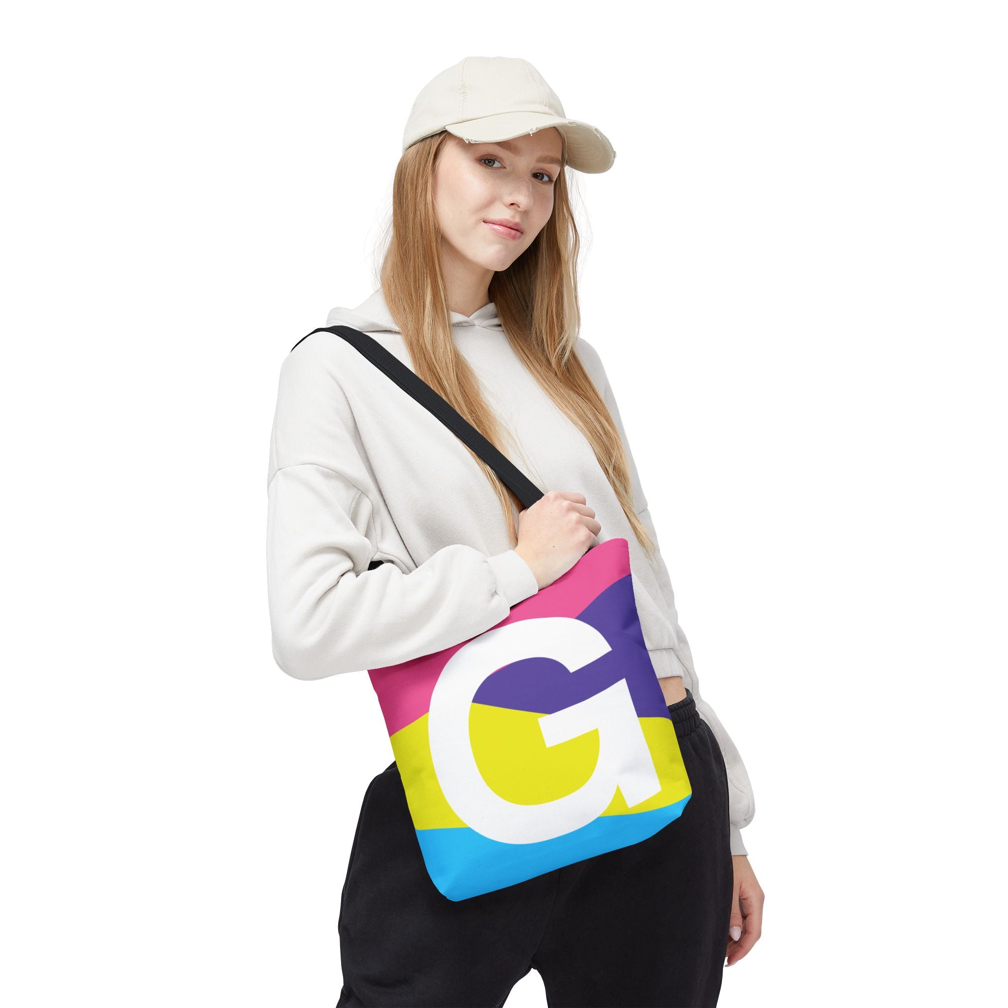 Monogram 'G' Colorblock Tote Bag — Personalized Initial G Shoulder Tote
