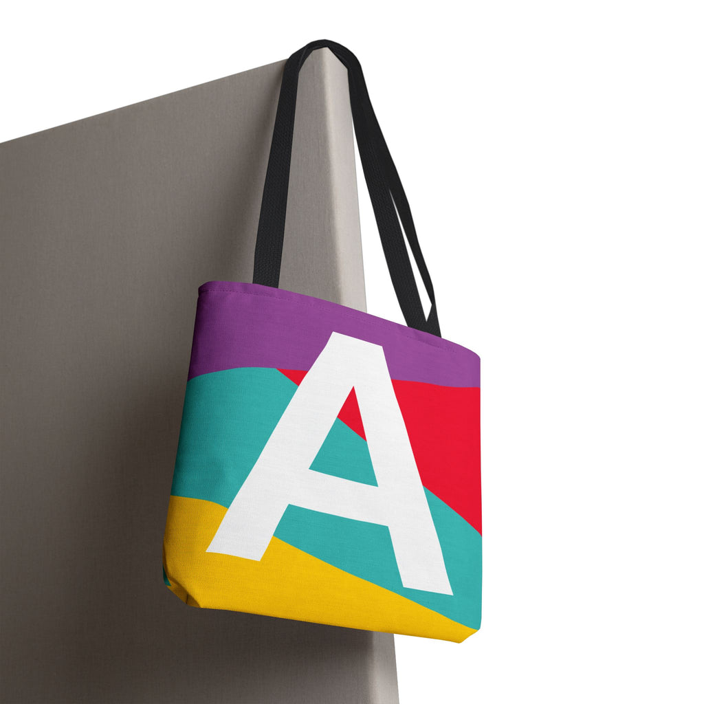 Monogram 'A' Colorblock Tote Bag — Personalized Initial A Shoulder Tote
